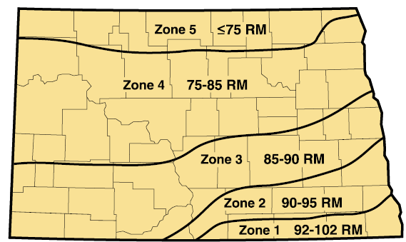 Figure 3. Corn Maturity Zones of North Dakota