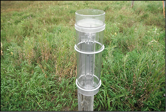 Standard 4-inch-diameter National Weather Service rain gauge