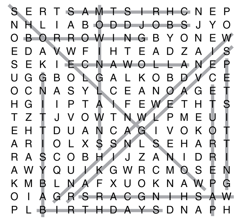 Word find puzzle answers