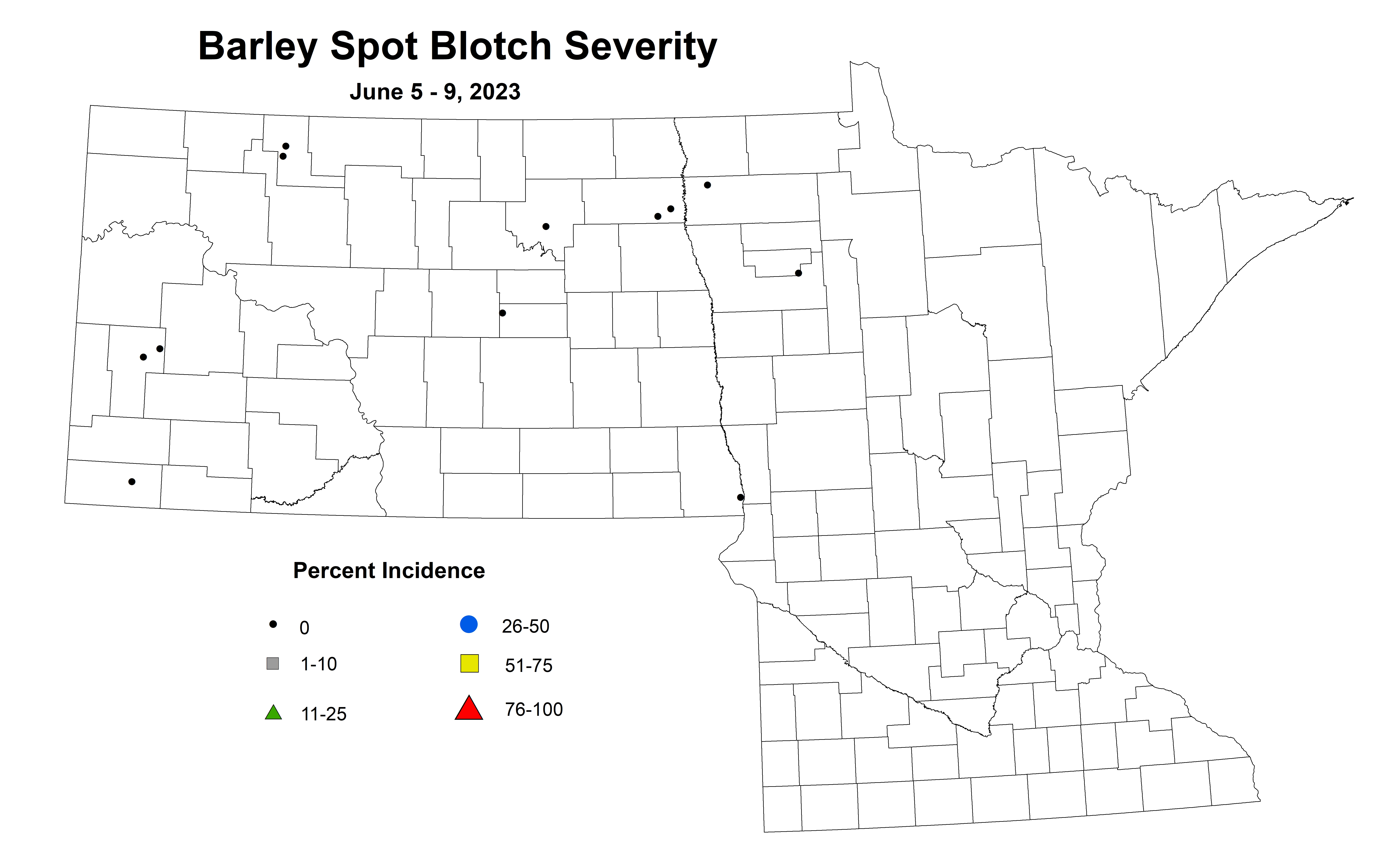 barley spot blotch severity June 5-9 2023