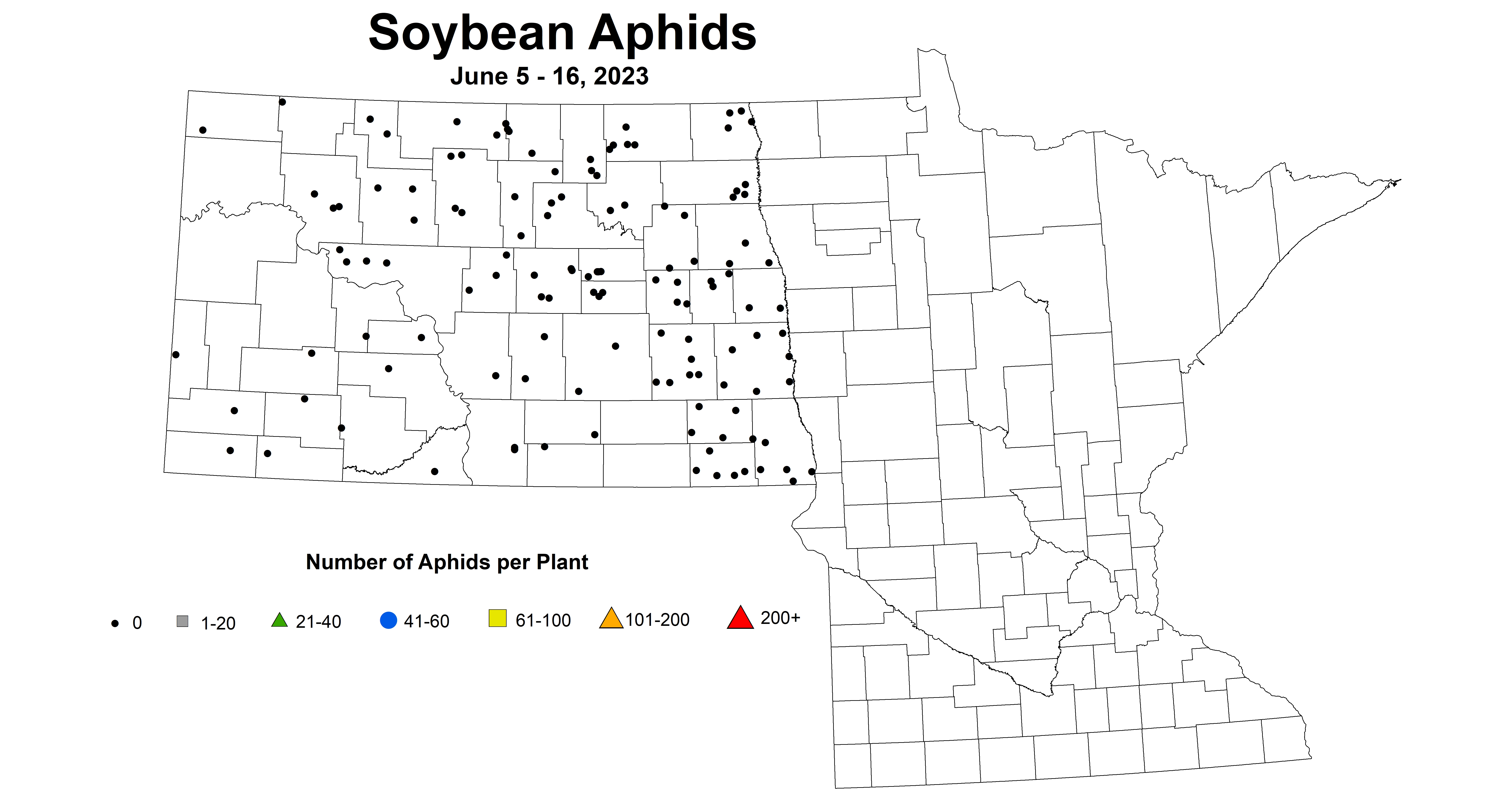 soybean aphids average number per plant June 5-16 2023