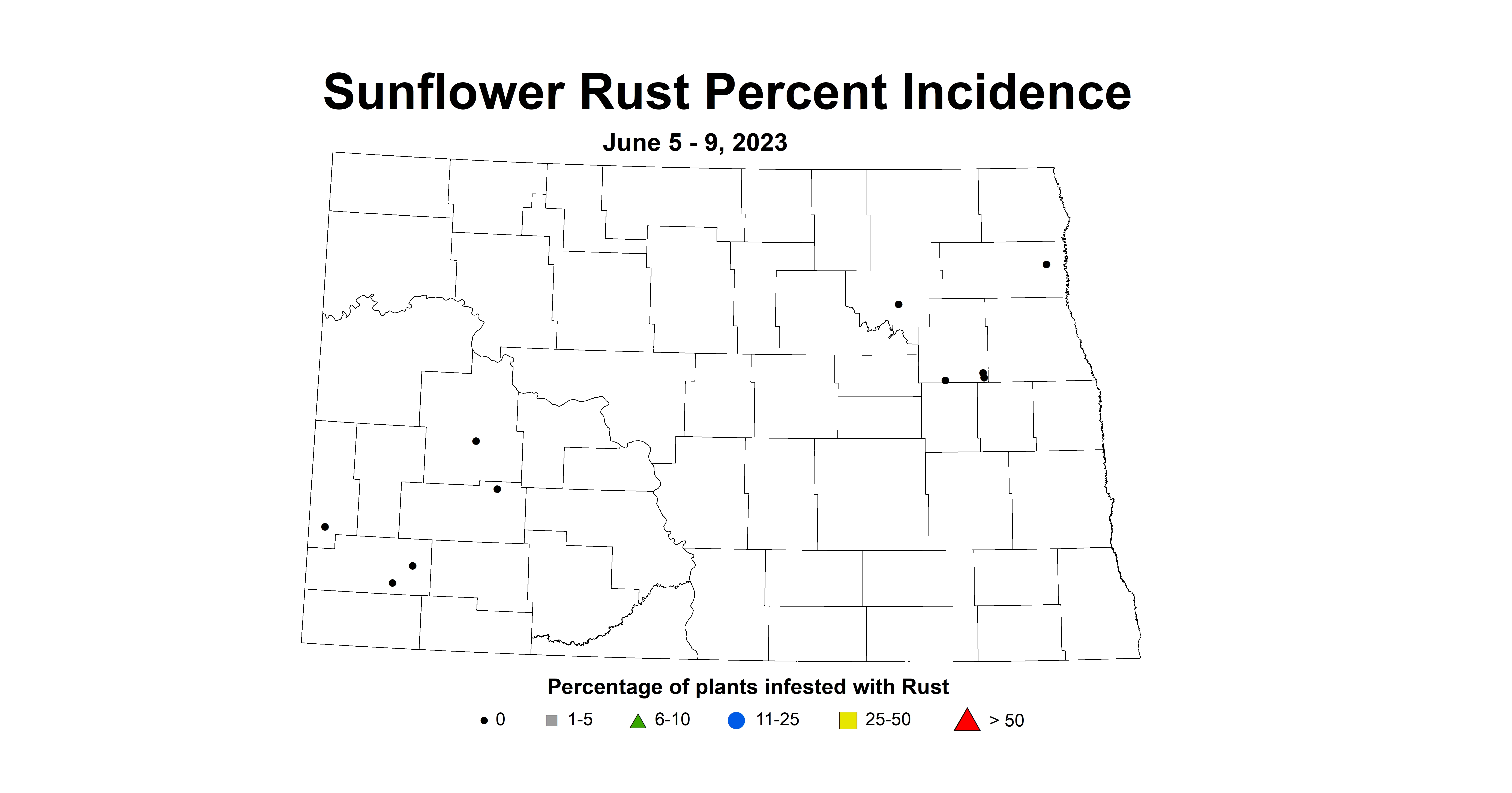 sunflower rust percent incidence June 5-9 2023