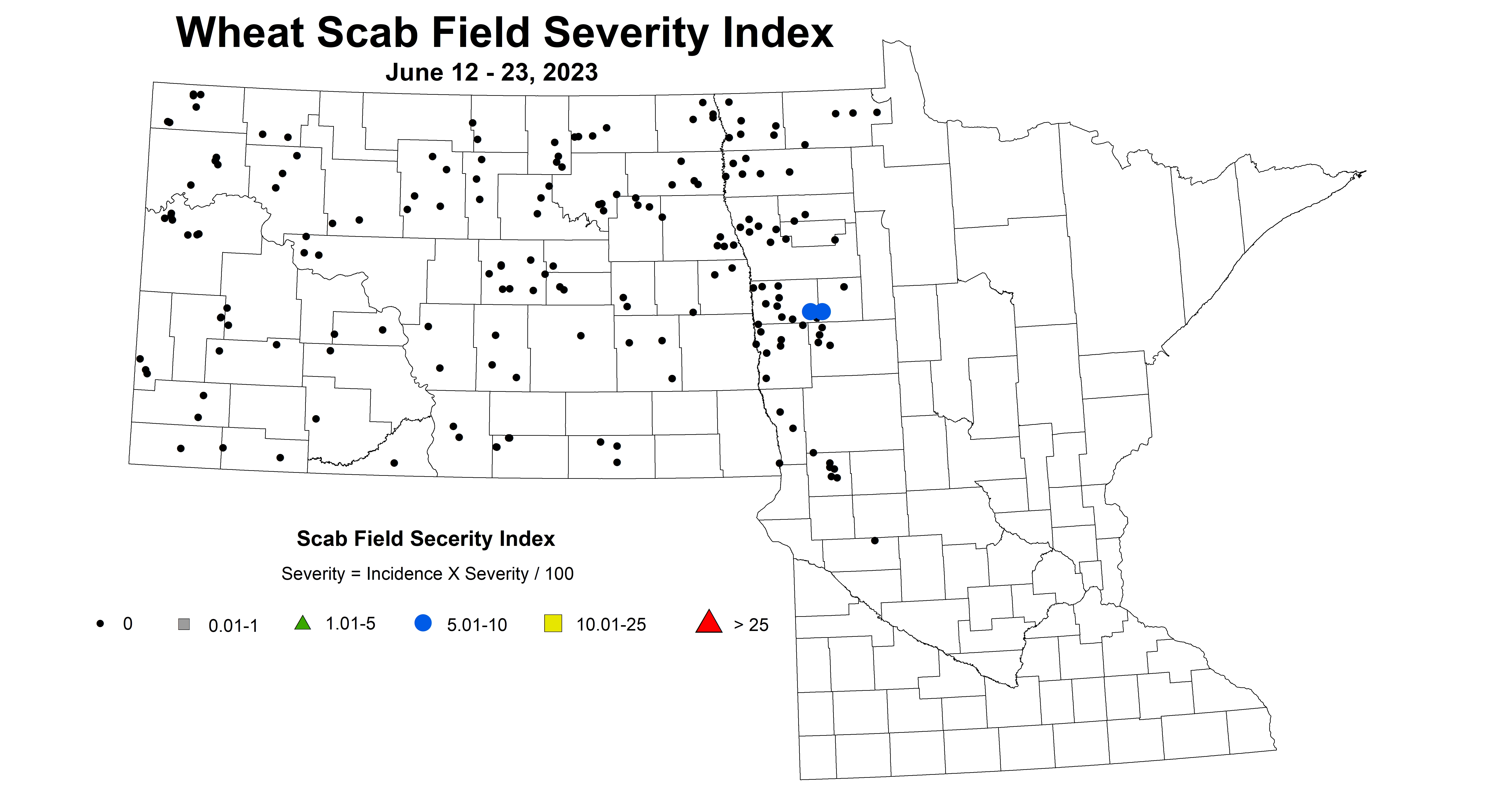 wheat scab field severity index June 12-23 2023