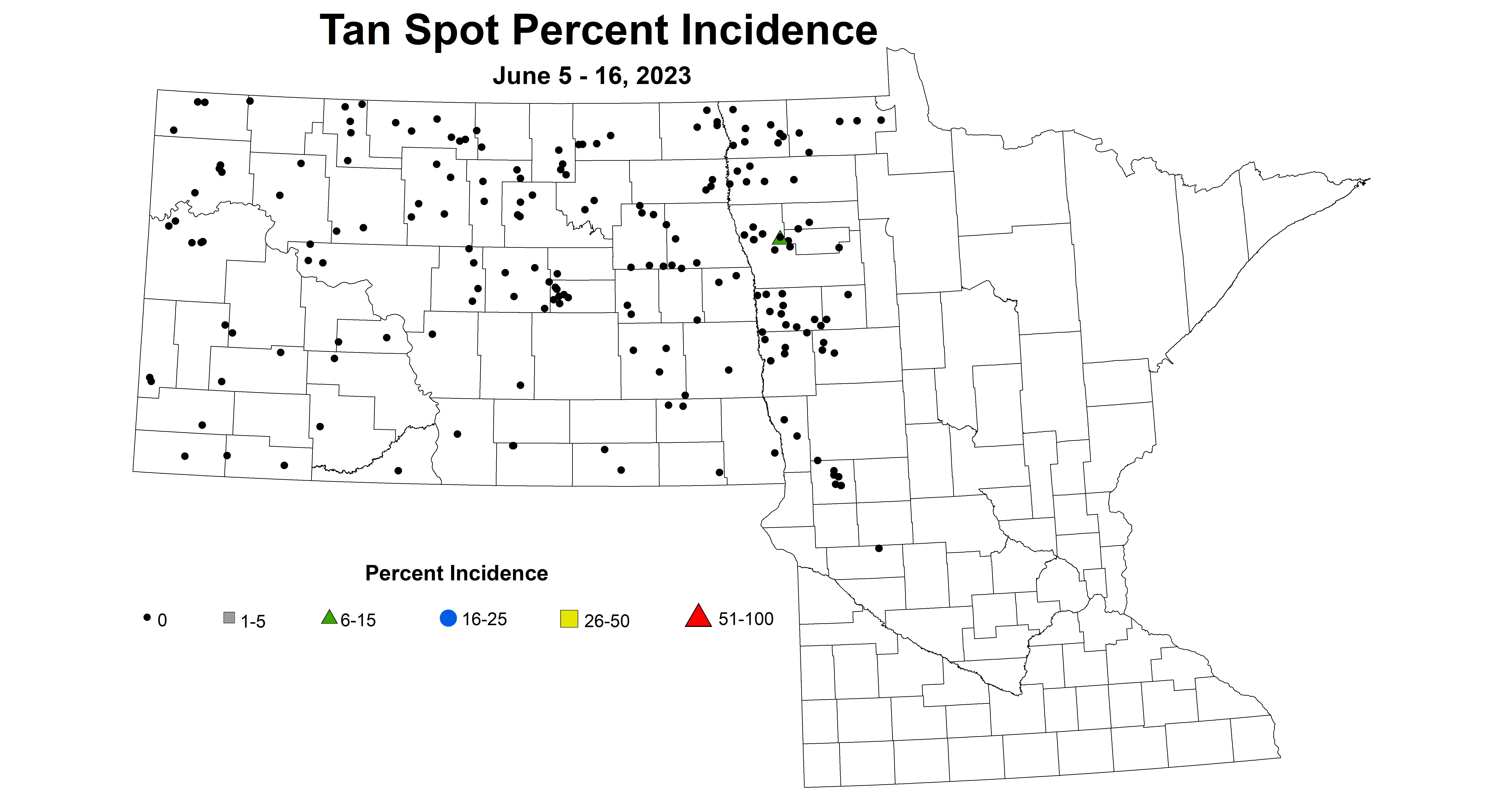 wheat tan spot percent incidence June 5-160 2023