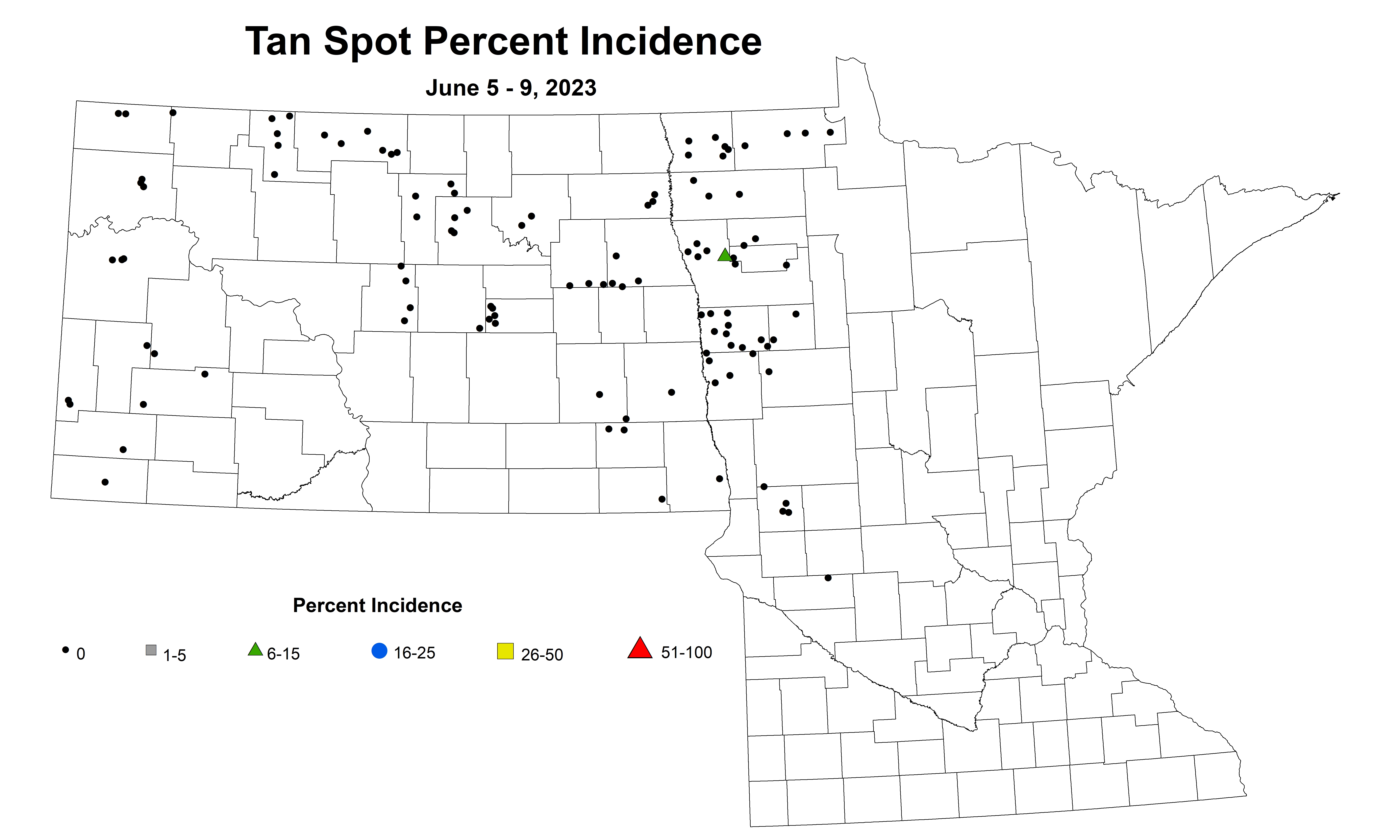 wheat tan spot percent incidence June 5-9 2023
