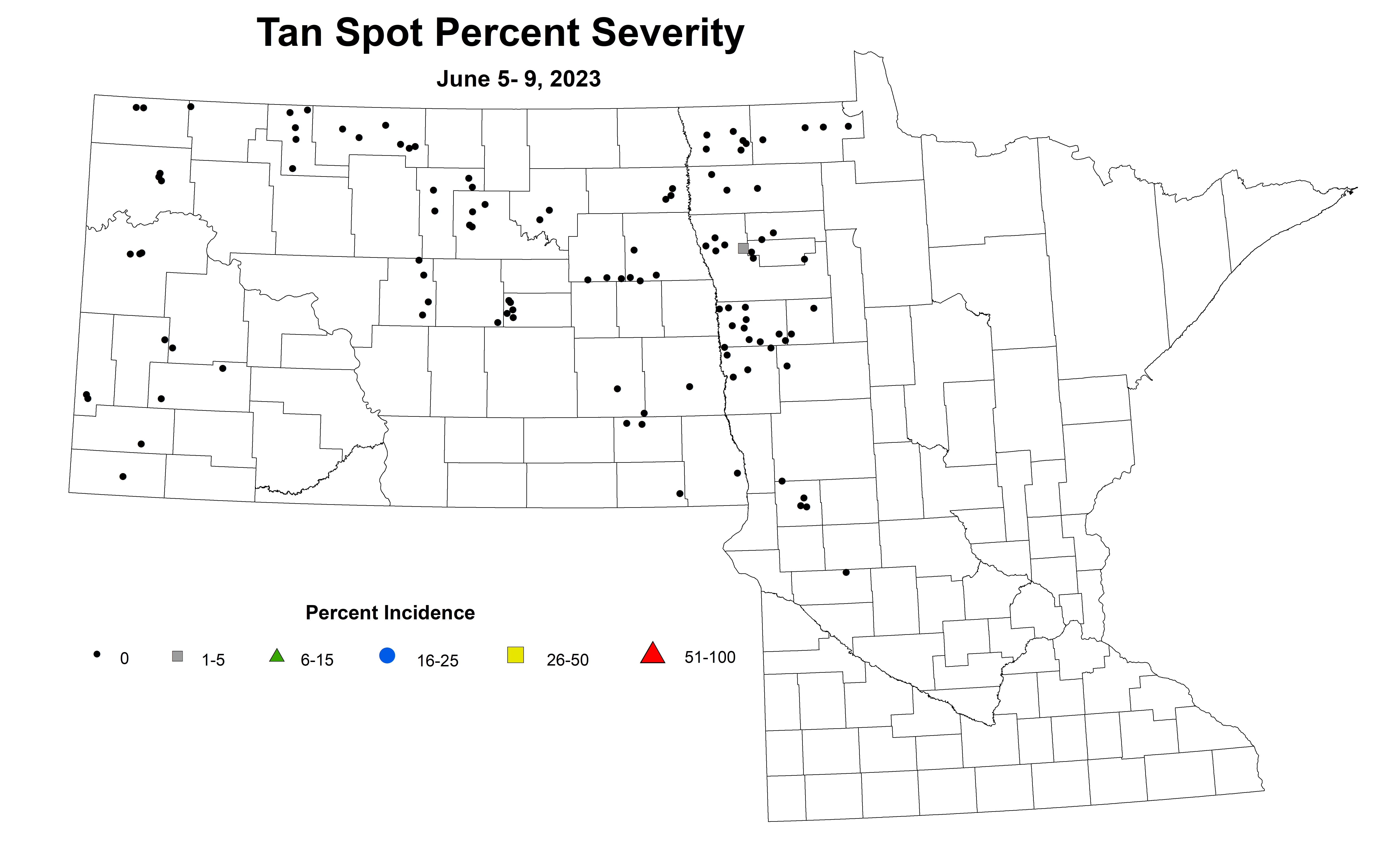 wheat tan spot percent severity June 5-9 2023