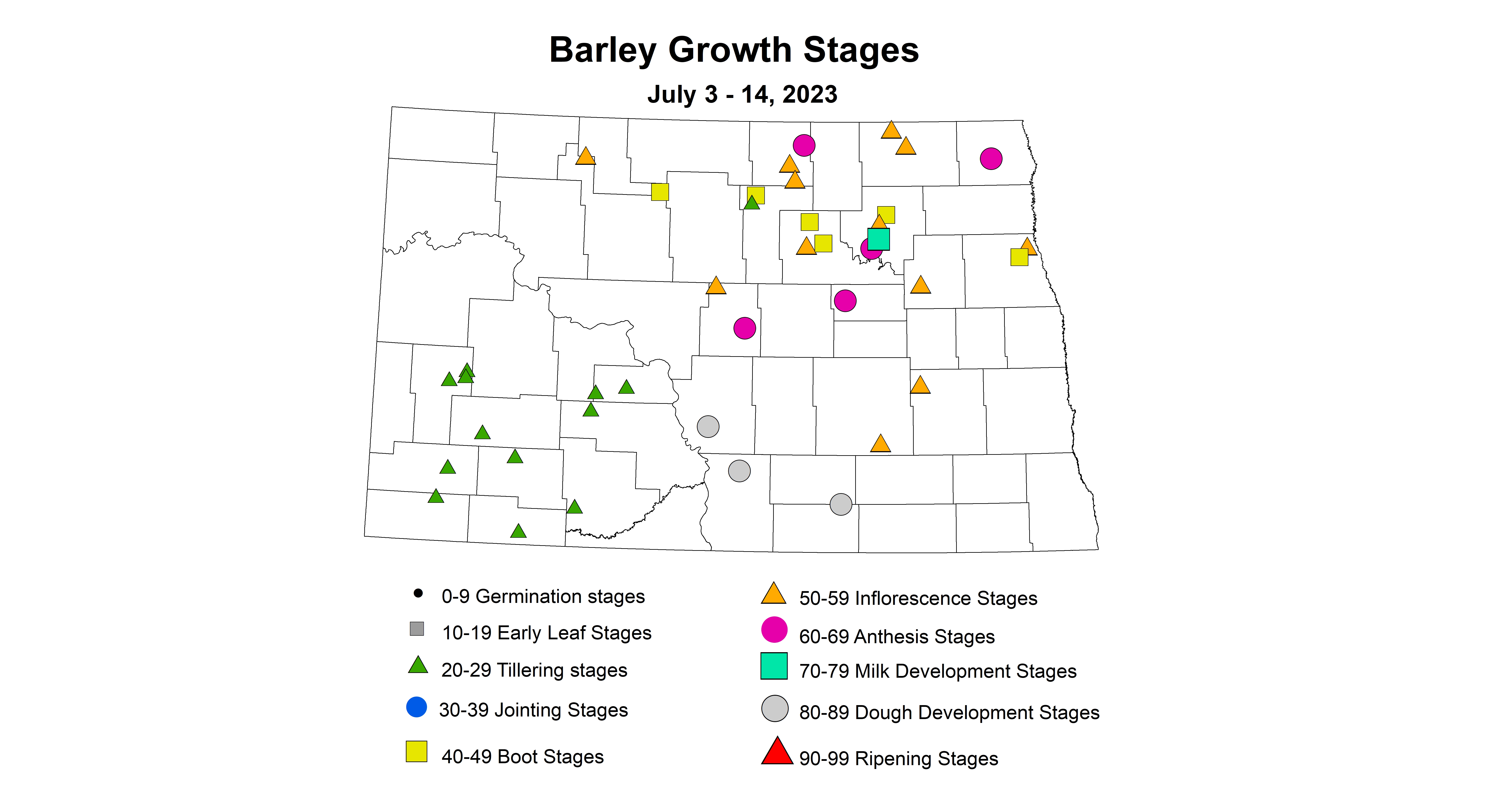 barley growth stages July 3-14 2023