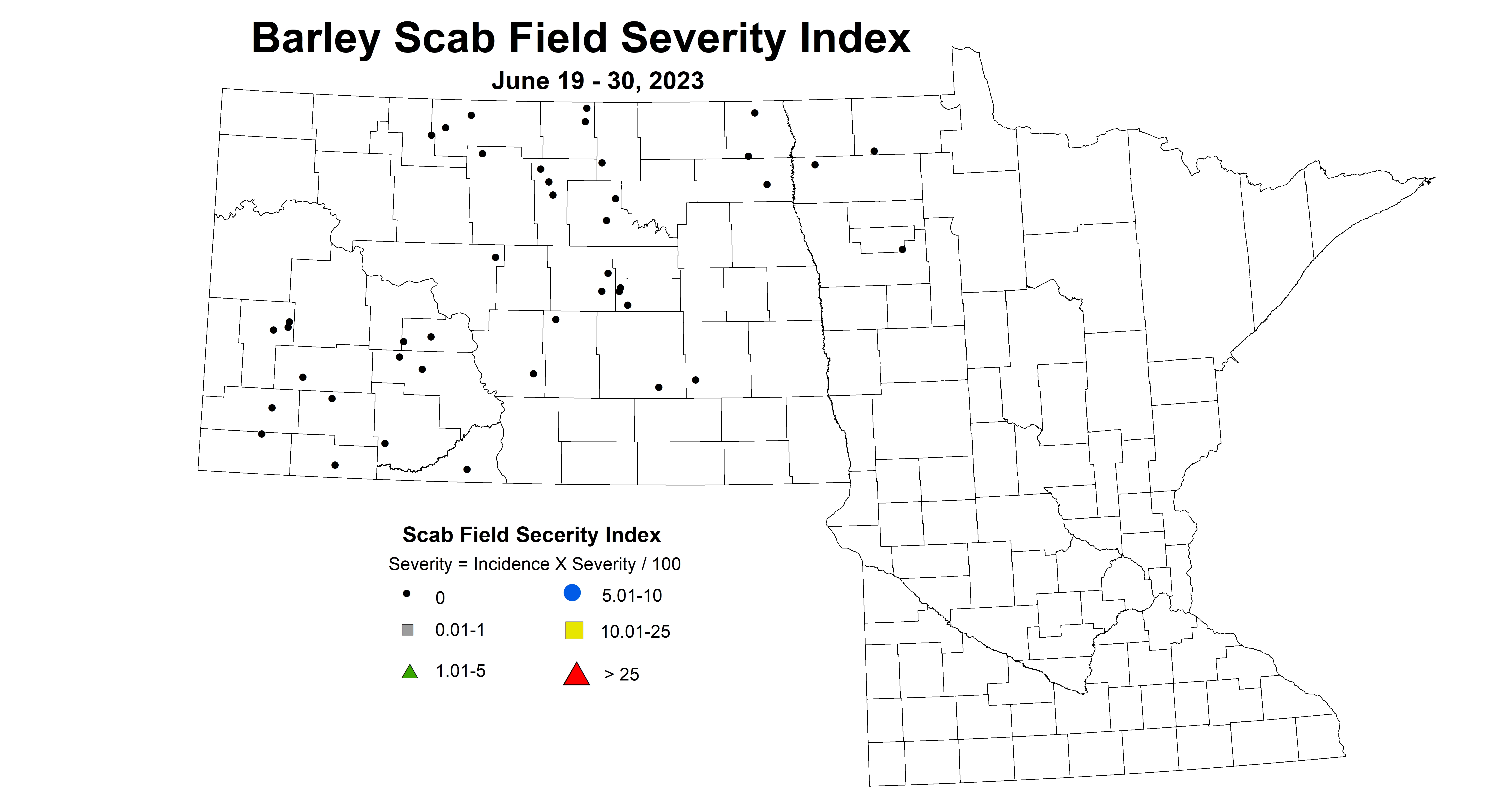 barley scab field severity index June 19-30 2023
