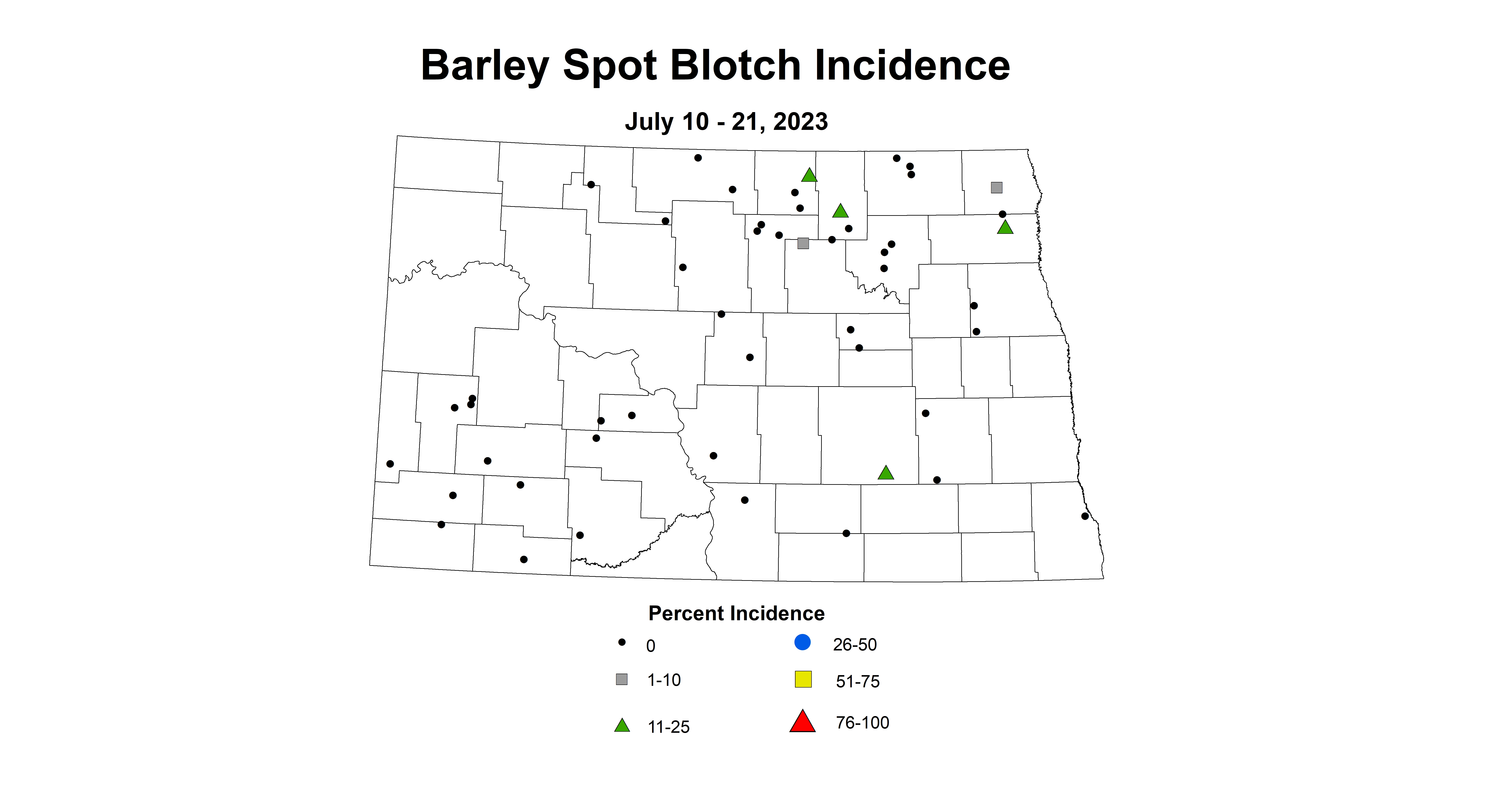 barley spot blotch incidence July 10-21 2023