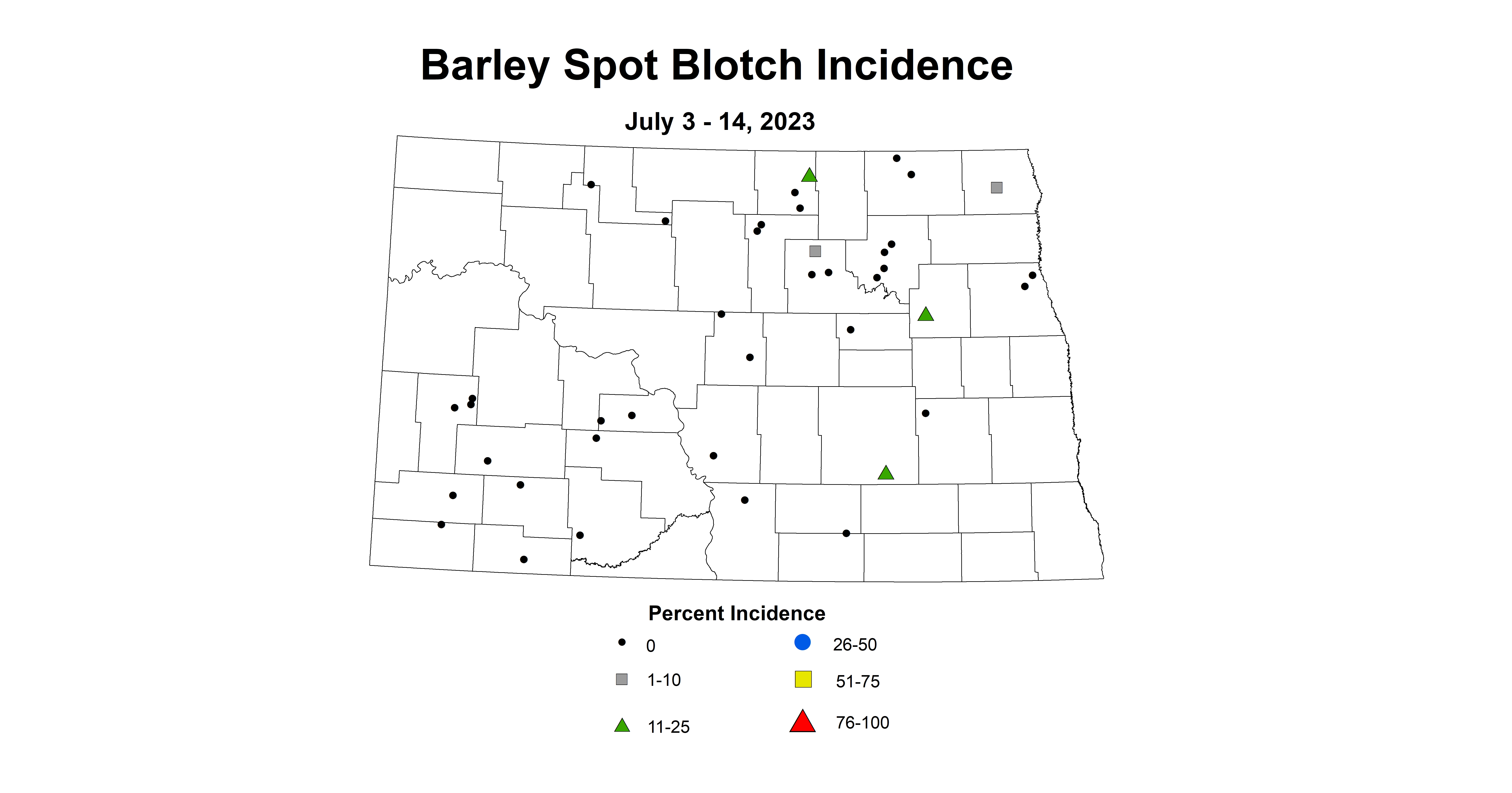 barley spot blotch incidence July 3-14 2023