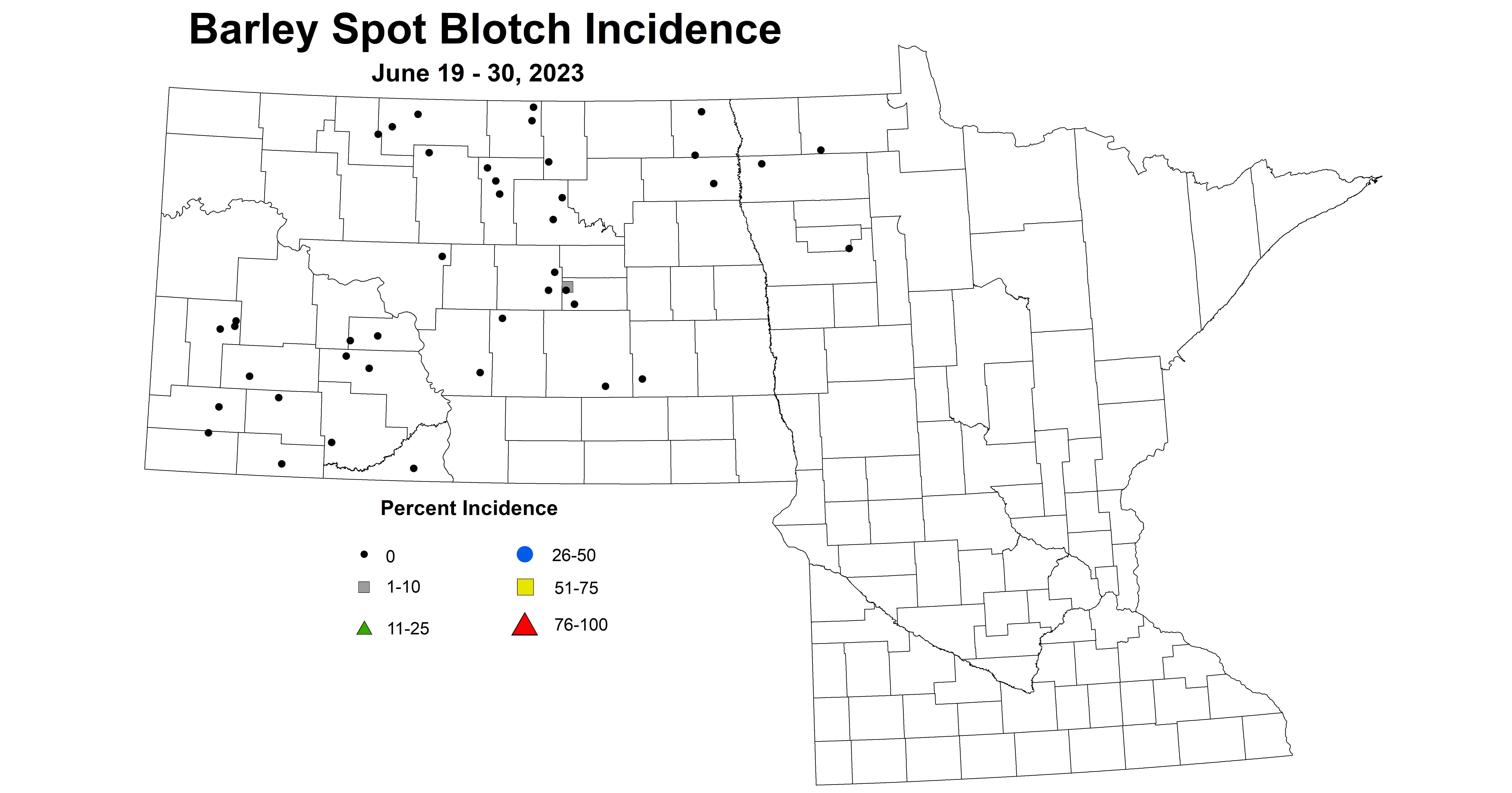 barley spot blotch incidence June 19-30 2023