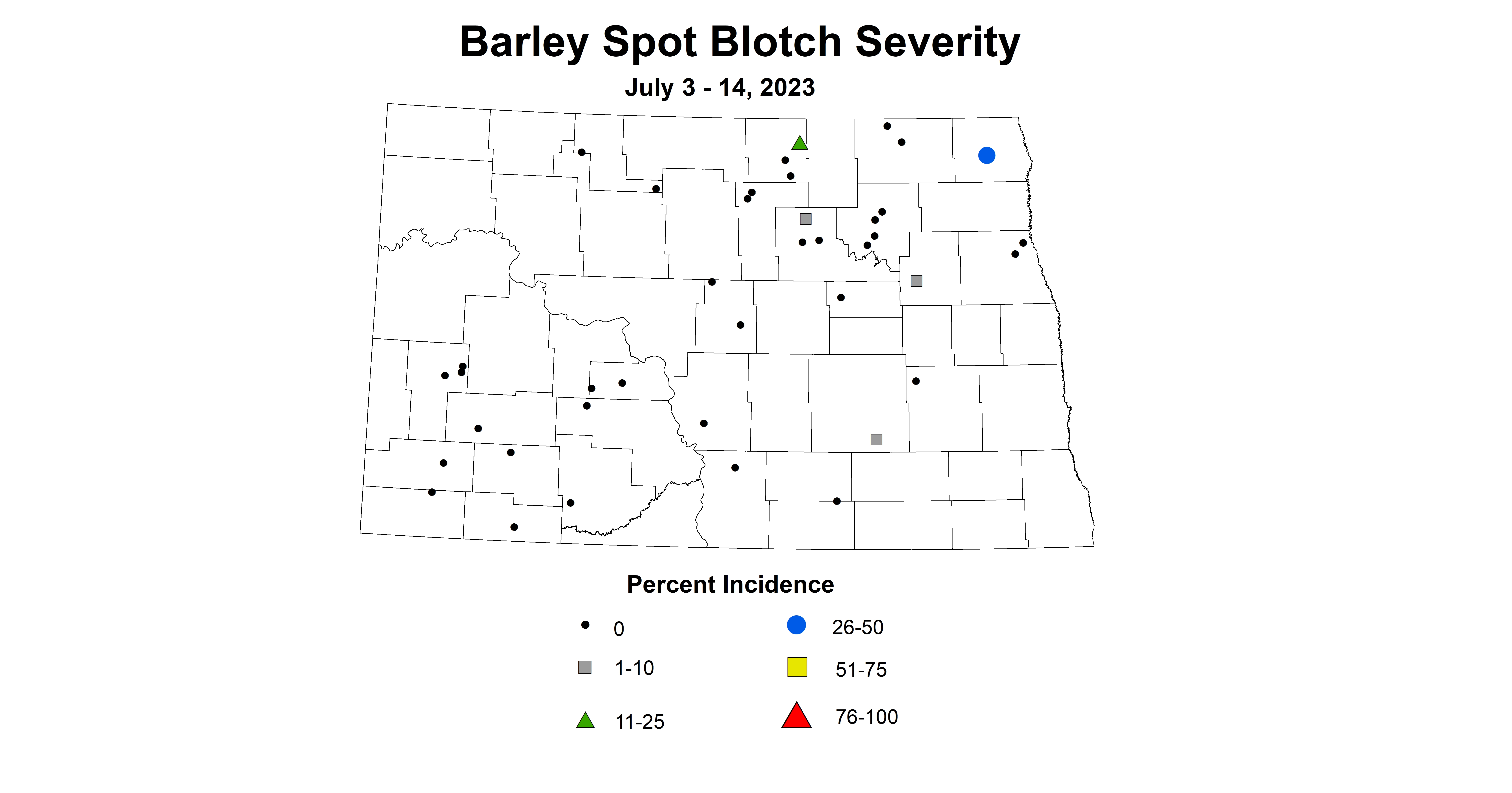 barley spot blotch severity July 3-14 2023