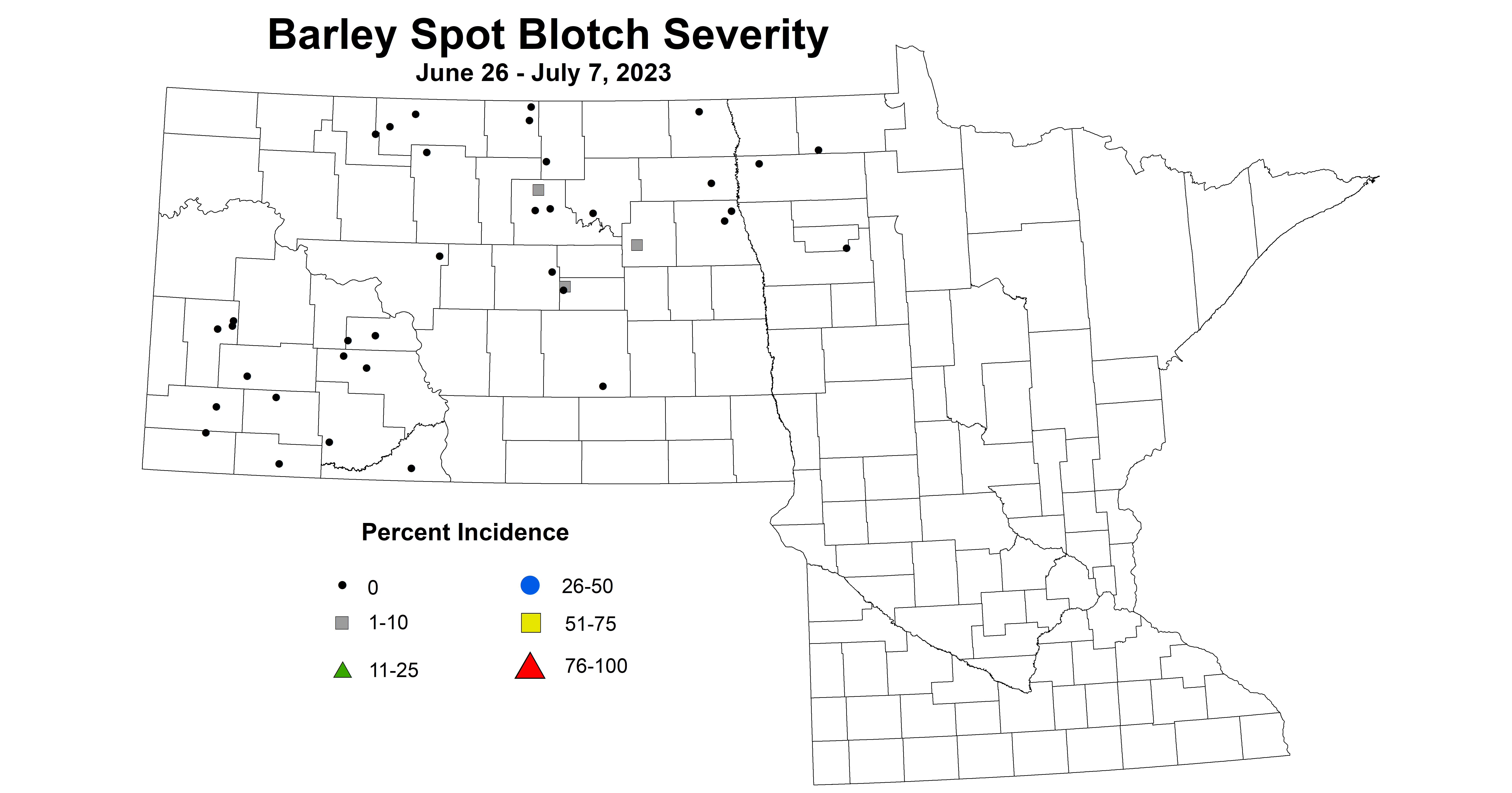 barley spot blotch severity June 26 - July 7 2023
