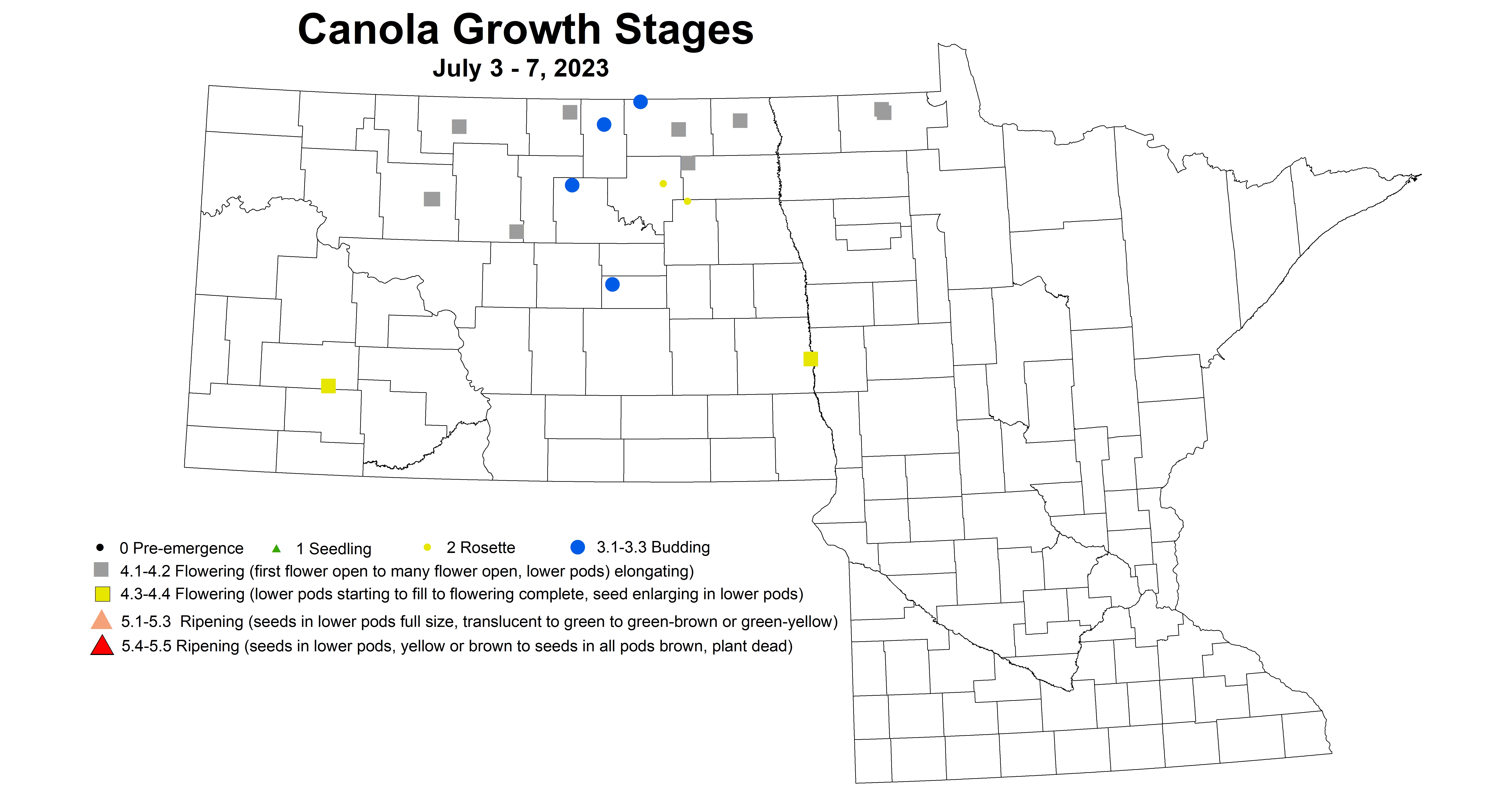 canola growth stages July 3-7 2023
