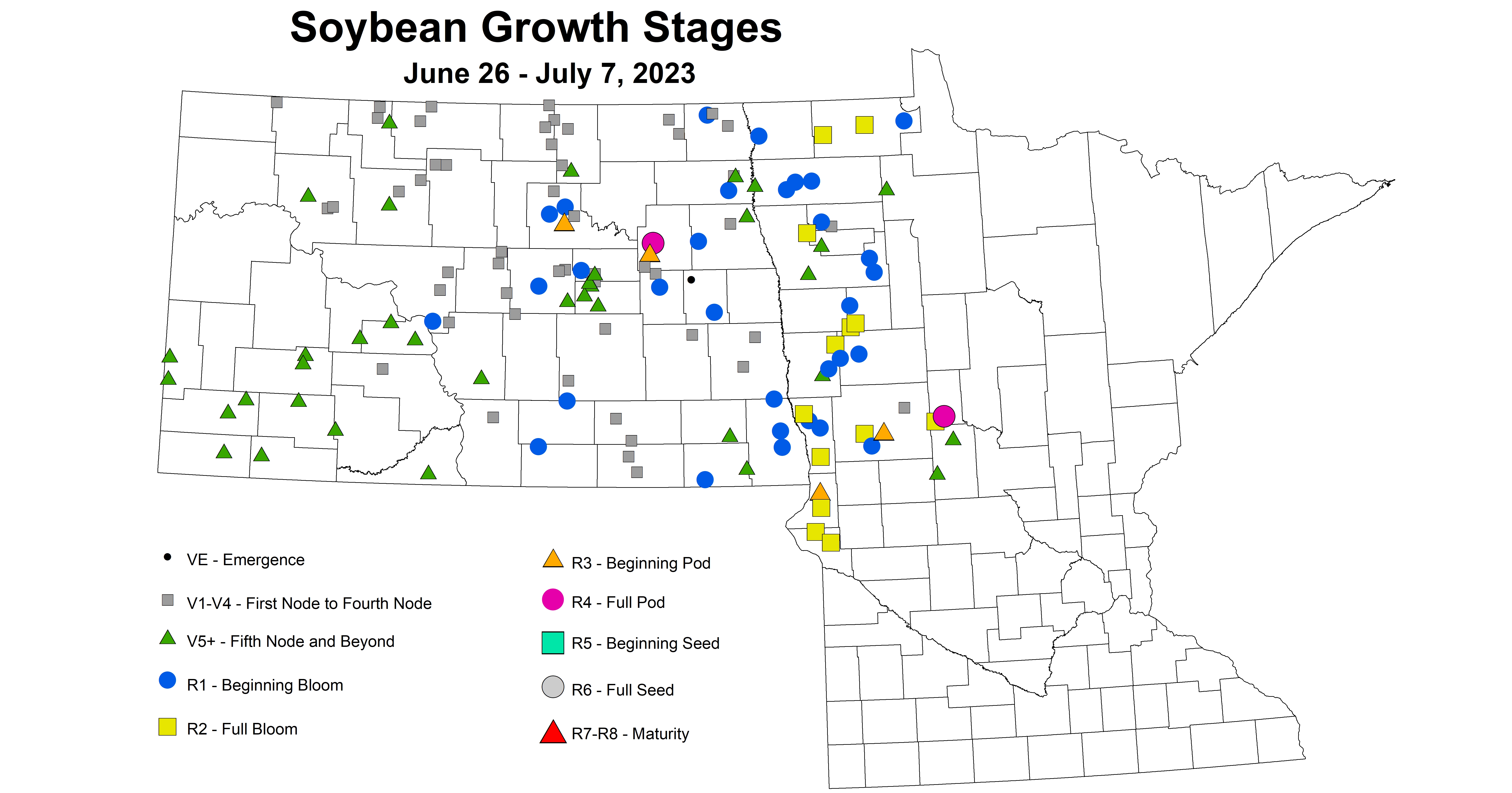 soybean growth stages June 26 - July 7 2023