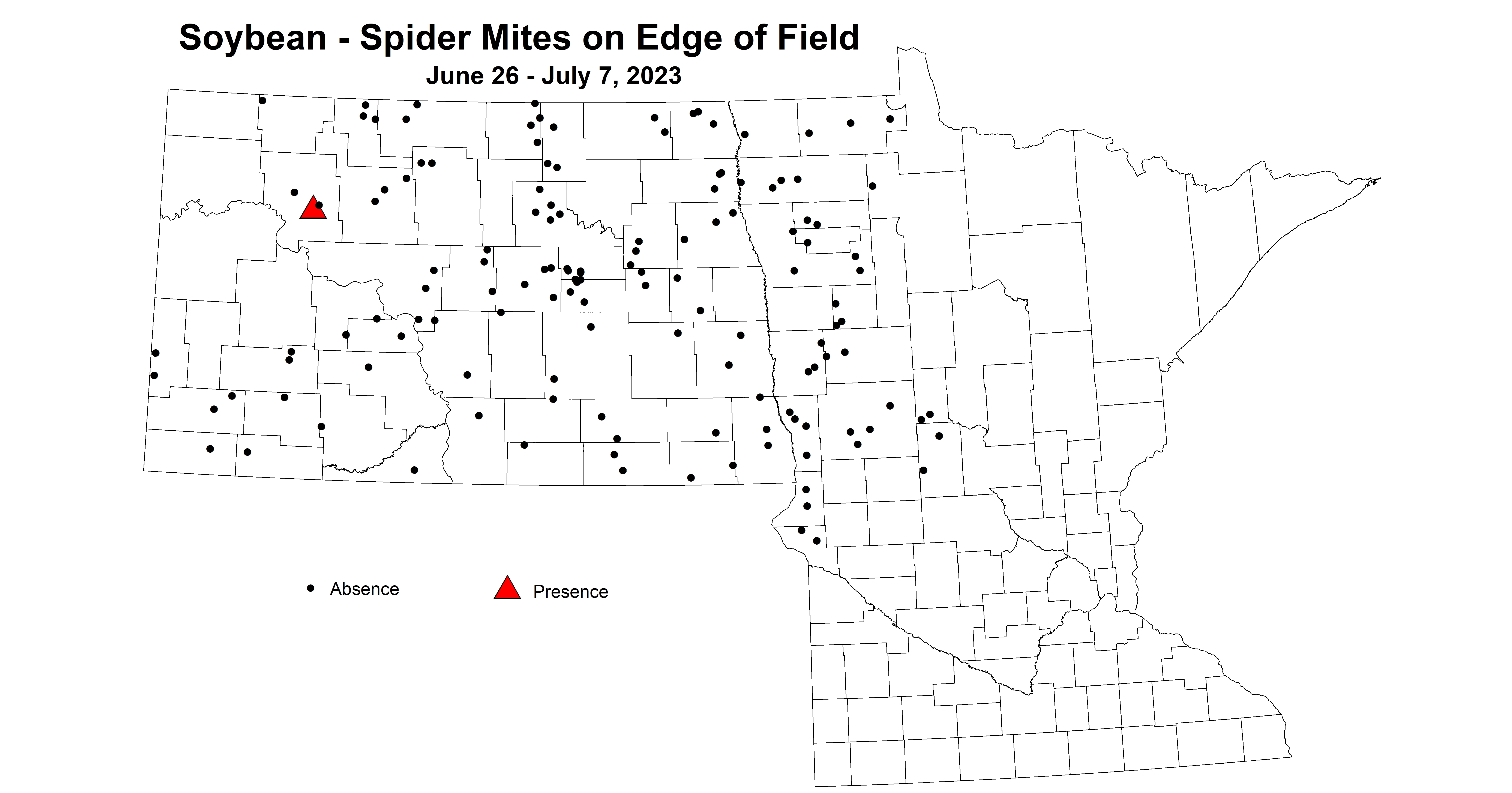 soybean mites on edge of field June 26 - July 7 2023