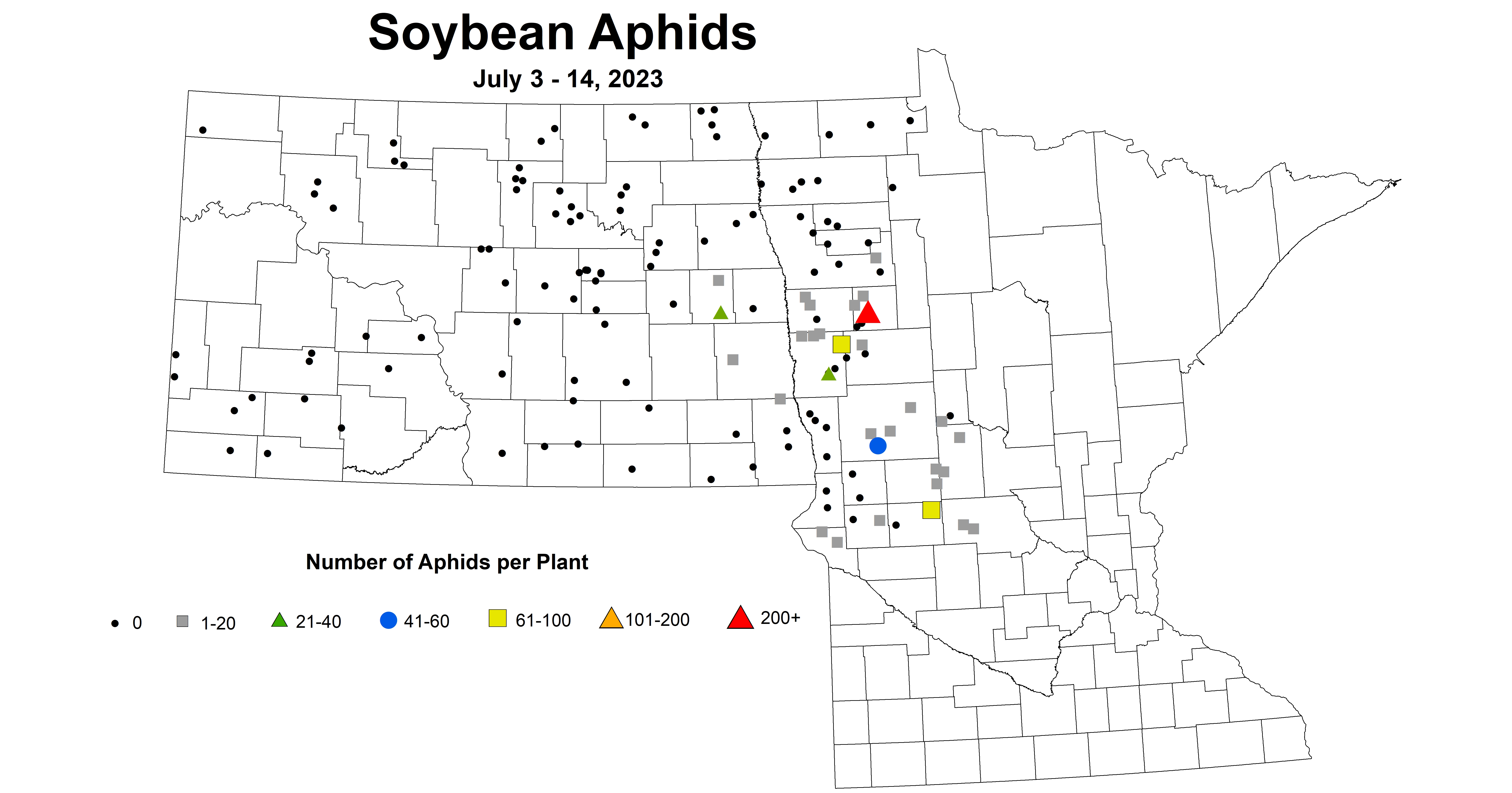 soybean number of aphids July 3-14 2023