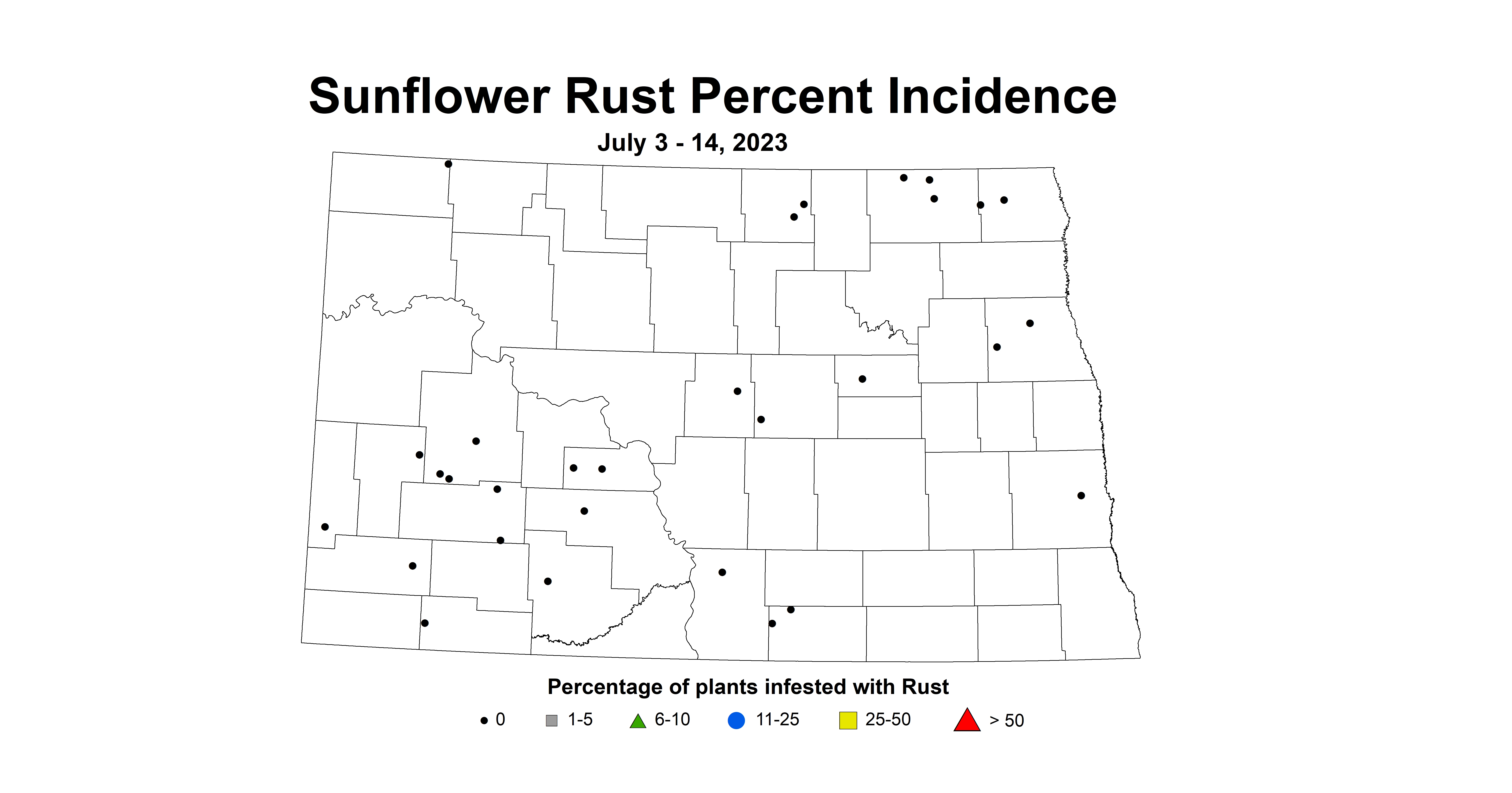 sunflower rust incidence July 3-14 2023