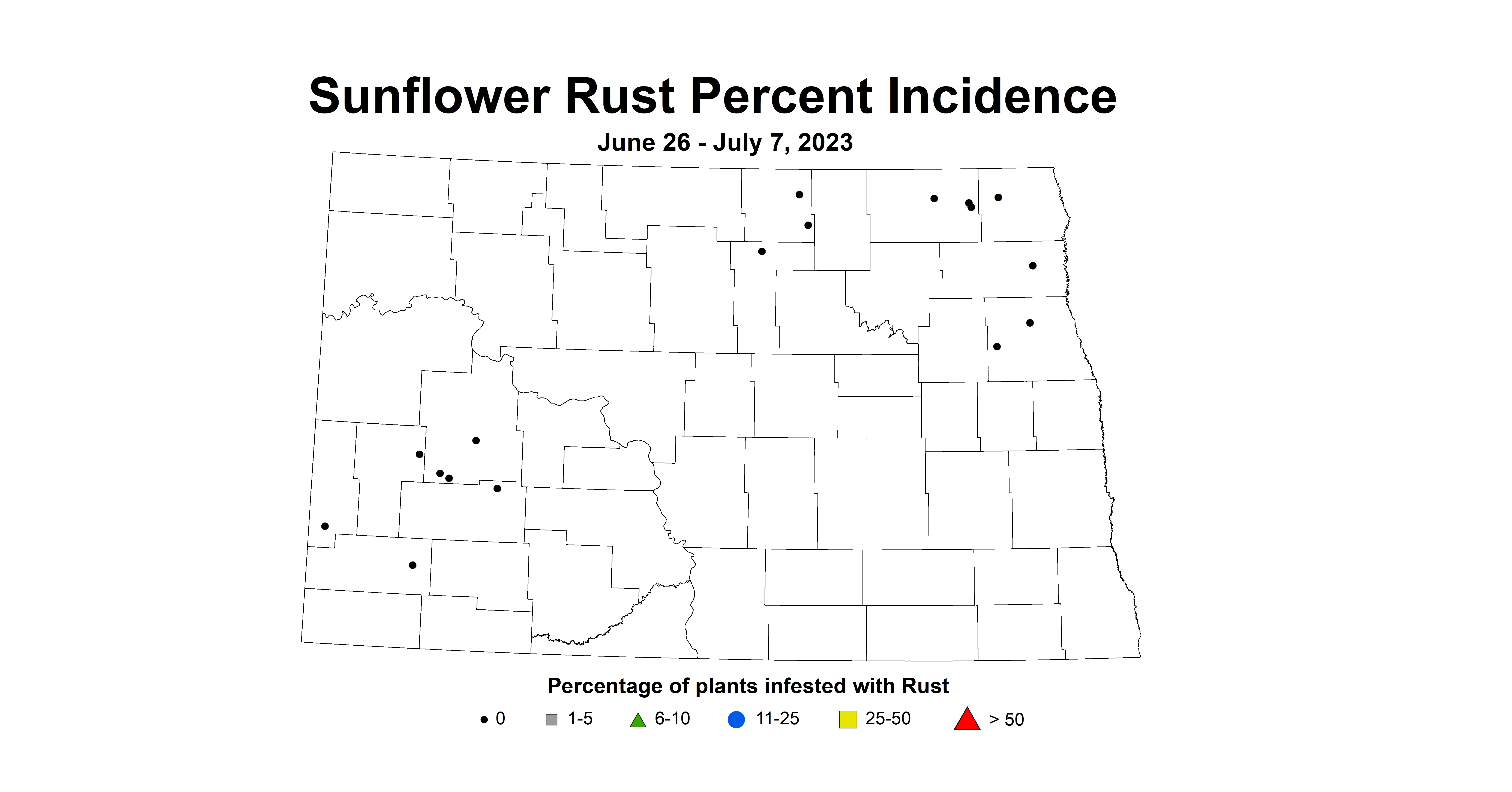 sunflower rust incidence June 26 - July 7 2023