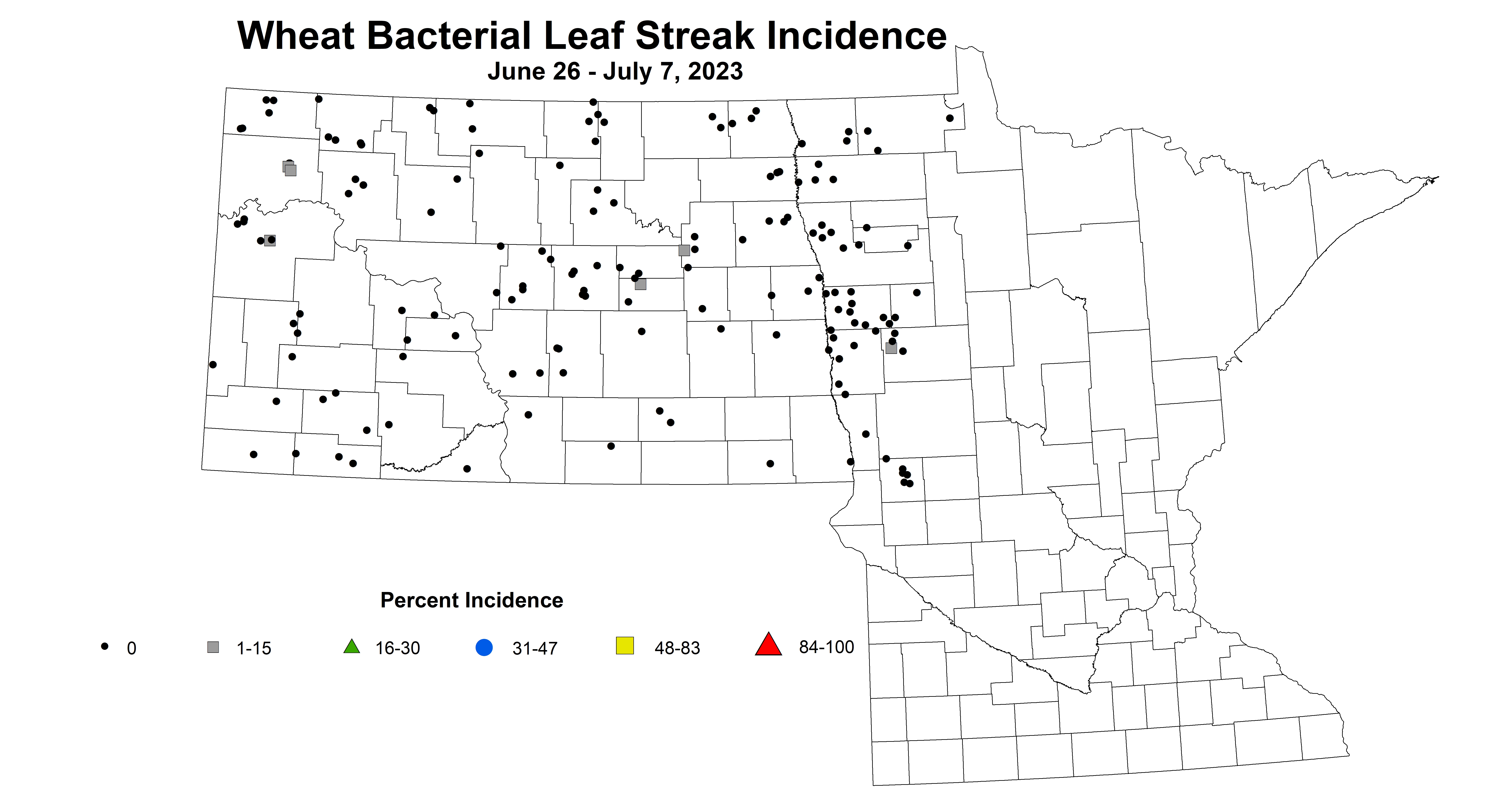 wheat bacterial leaf streak incidence June 26 - July 7 2023