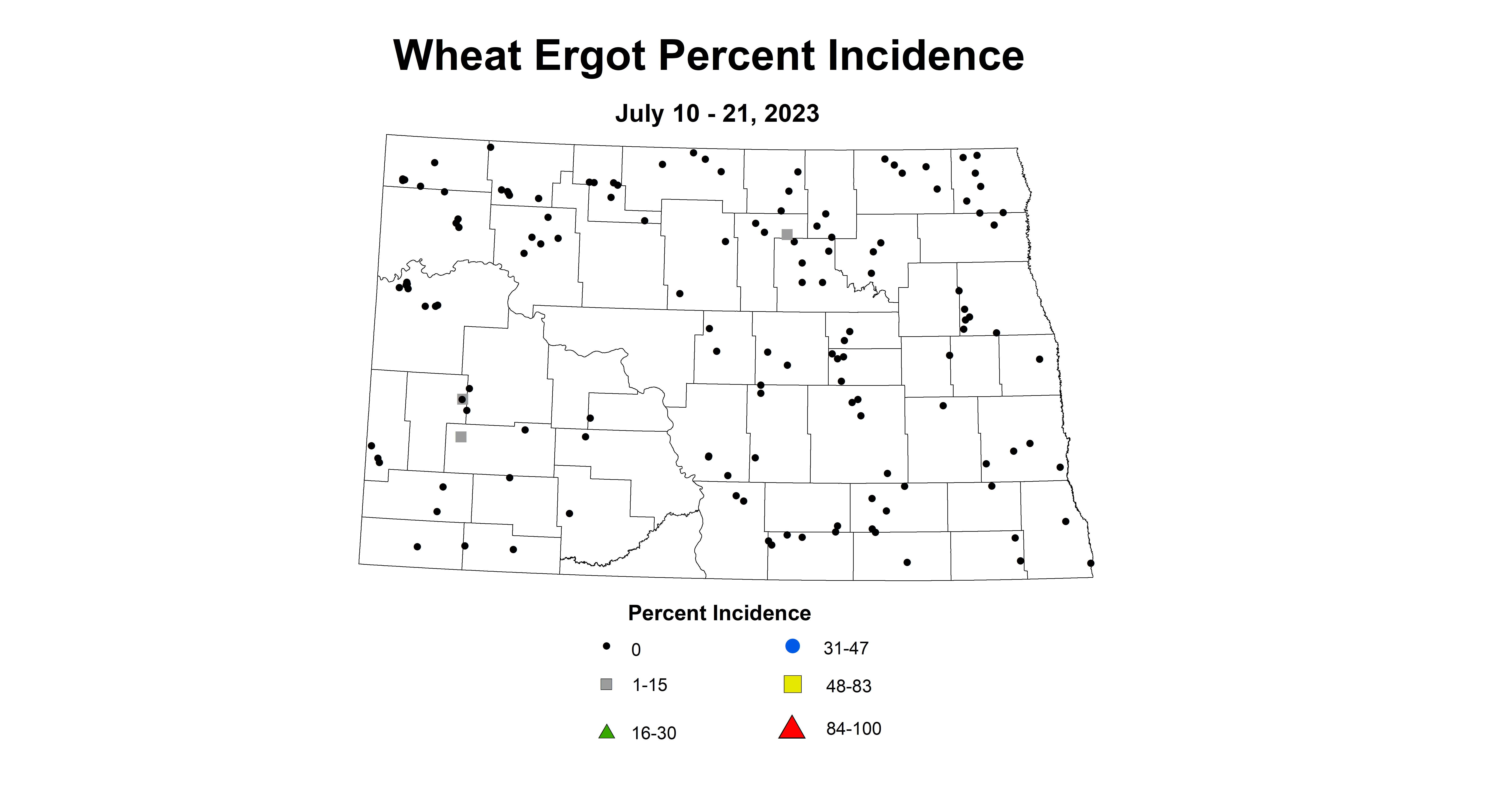 wheat ergot incidence July 10-21 2023
