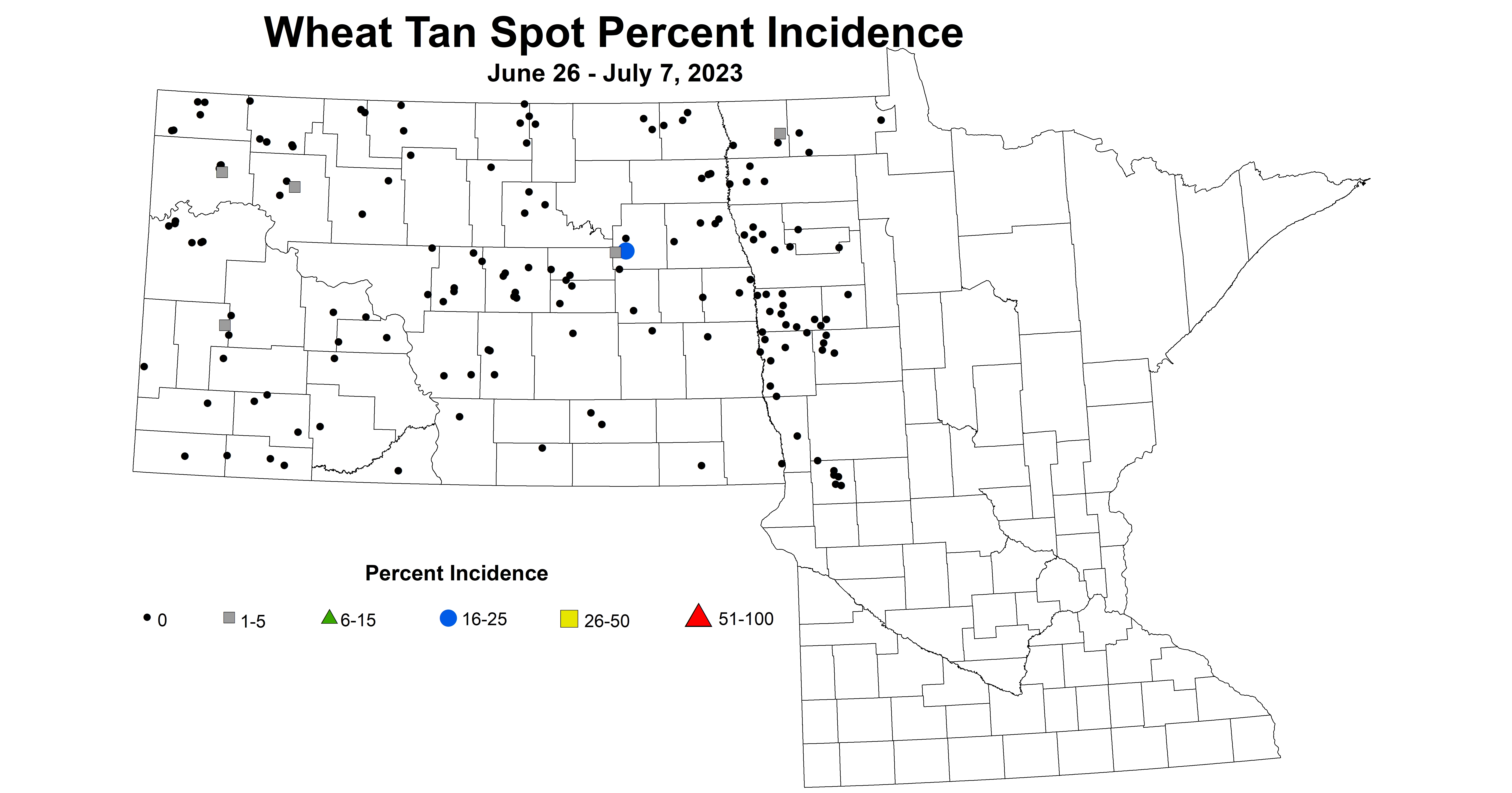 wheat tan spot incidence June 26 - July 7 2023