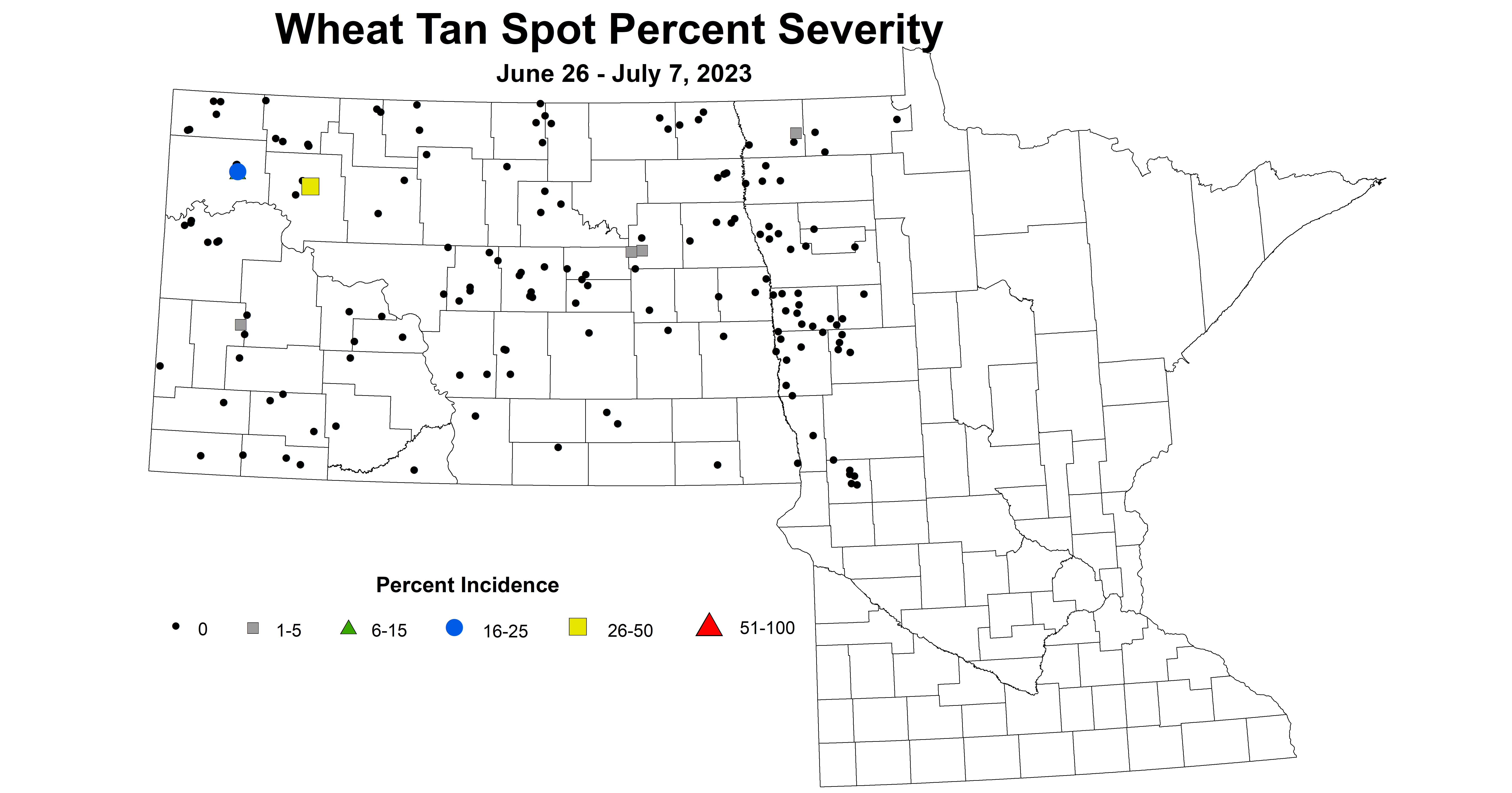 wheat tan spot severity June 26 - July 7 2023