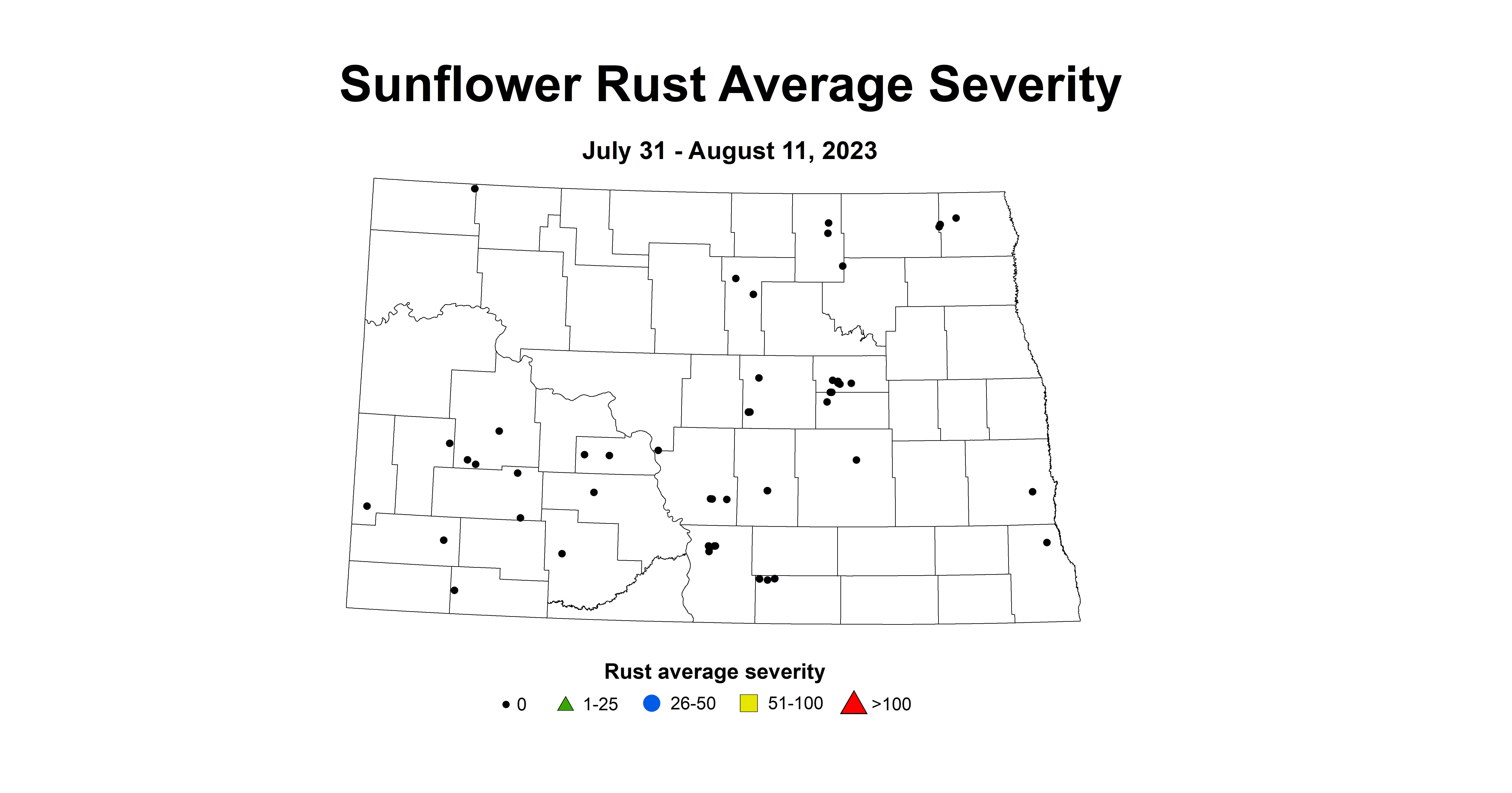 sunflower rust average severity 7.31-8.11 2023