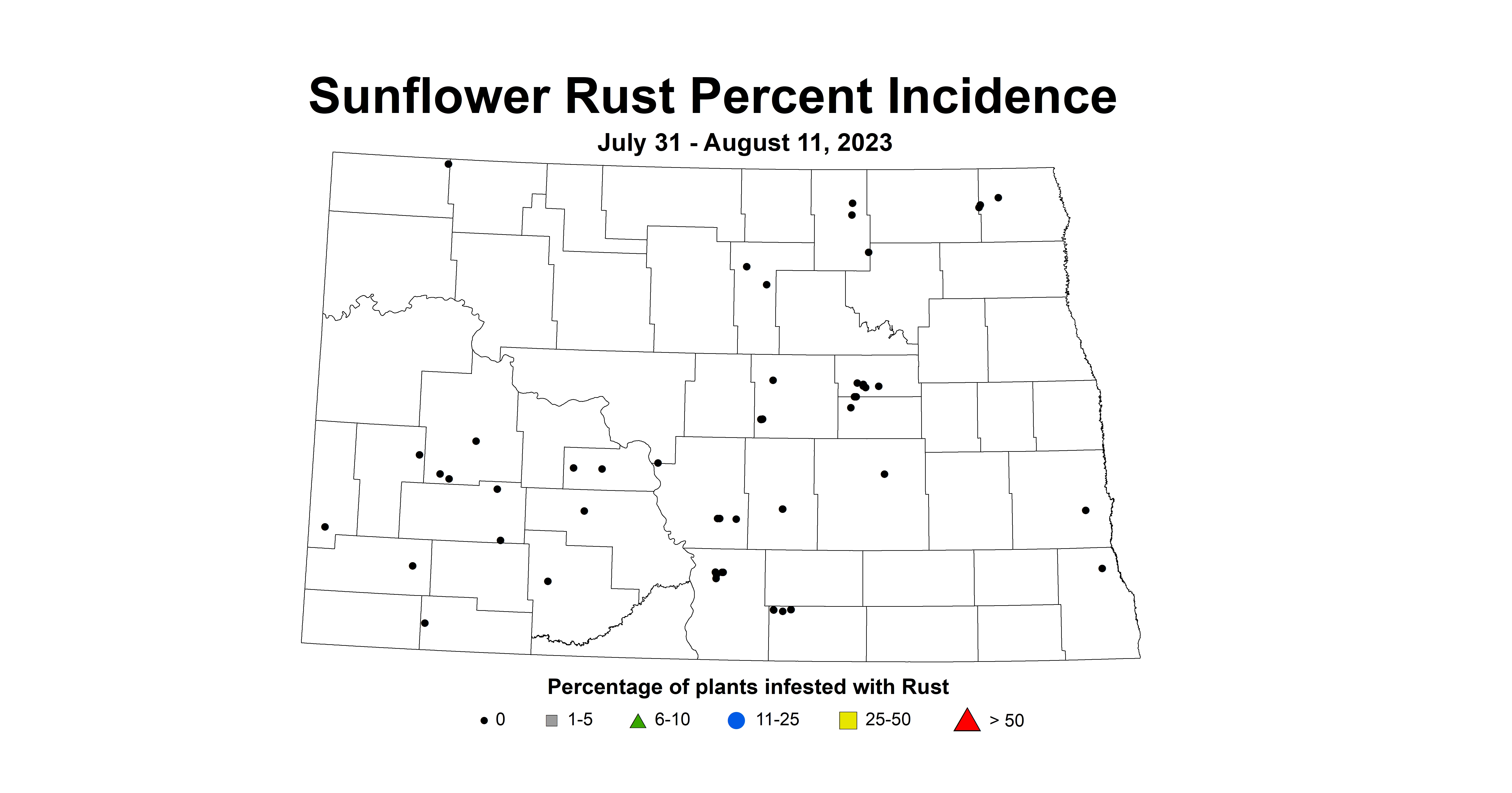 sunflower rust percent incidence 7.31-8.11 2023