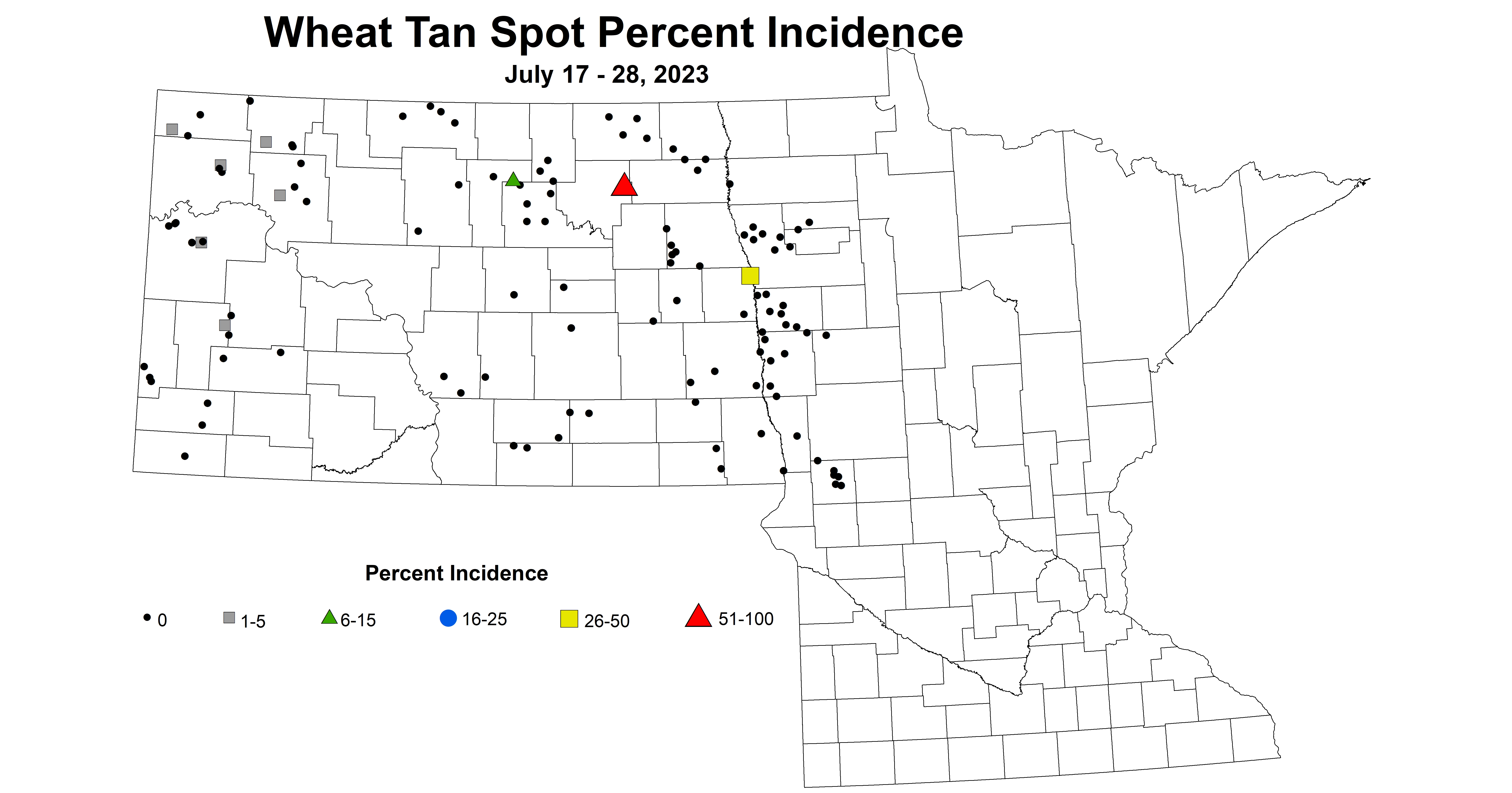 wheat tan spot incidence July 17-28 2023