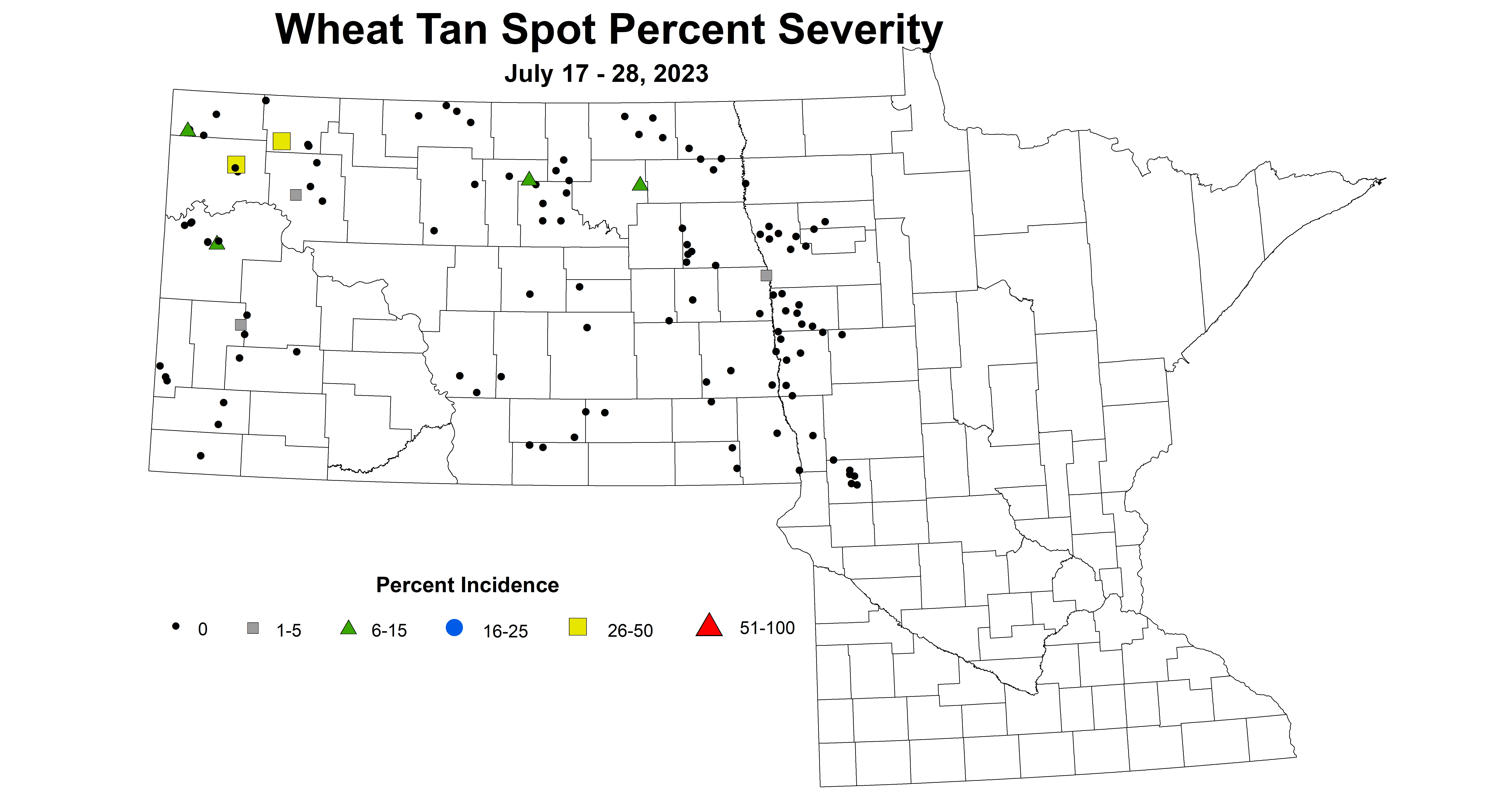 wheat tan spot severity July 17-28 2023