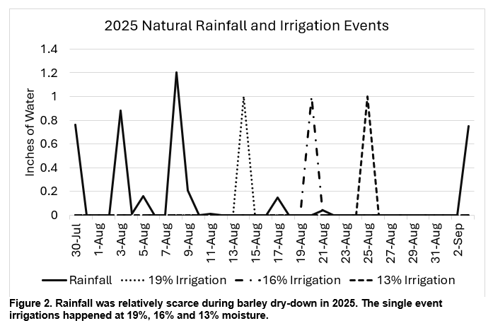 Figure showing 2025 rainfall and irrigation events.