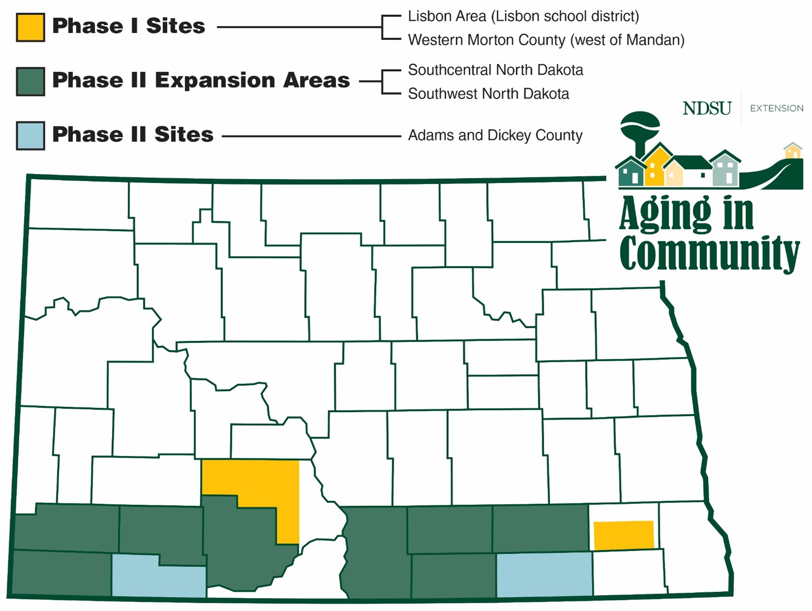 map of southern ND counties and AIC plans