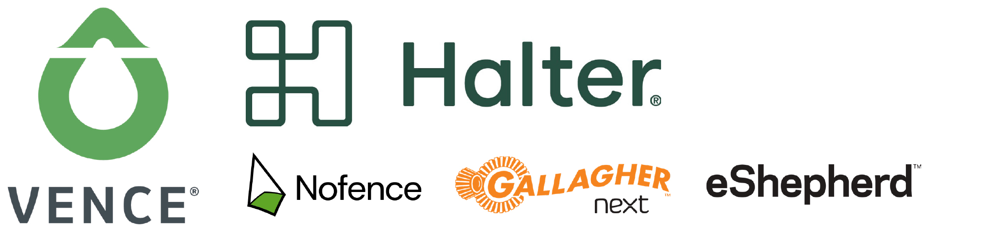 sponsor logos for Vence, NoFence, Gallagher Next and Halter