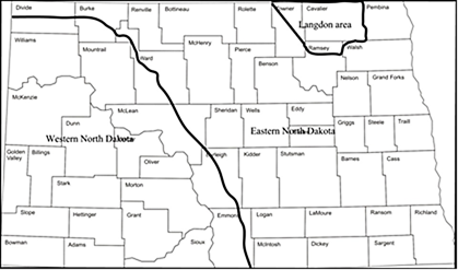 Figure 15.63 Regions of North Dakota important for sunflower nitrogen recommendations.