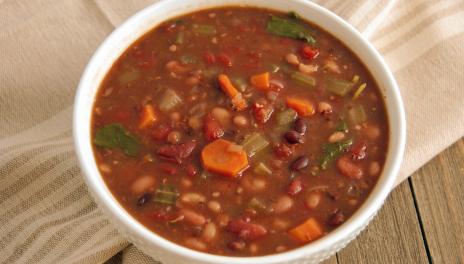 7-Bean Vegetarian Soup, prepared and served in a bowl