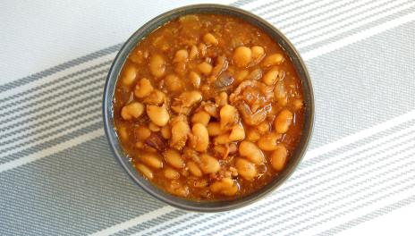 Boston Baked Beans, prepared and served in a bowl