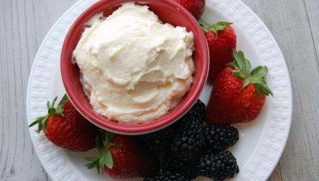 Decadent Dessert Dip, served in a bowl with fresh berries