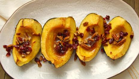 Roasted Acorn Squash With Nuts and Cranberries