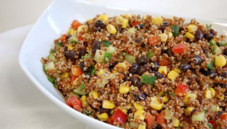Southwest Quinoa Salad, prepared and in a serving dish