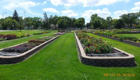 Garden beds used for the Bedding Plant Trials at the NDSU Horticulture Research & Demonstration Gardens 