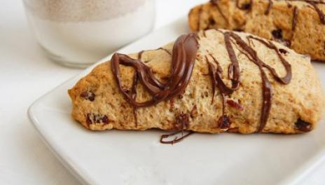 A plate of cherry-chocolate scones
