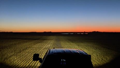 Sunset on a harvested field.