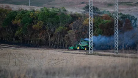 Combine fires are a serious threat during a dry harvest season. 
