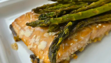 Sheet Pan Salmon with Roasted Asparagus and Balsamic Glaze