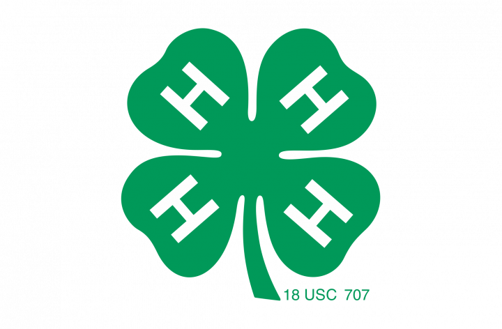 The 4-H logo, a green, four-leaf clover with a white, uppercase H in each leaf