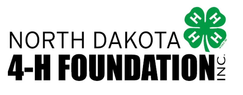  The North Dakota 4-H Foundation logo features black block letters and a green four-leaf clover with a white "H" on each leaf.