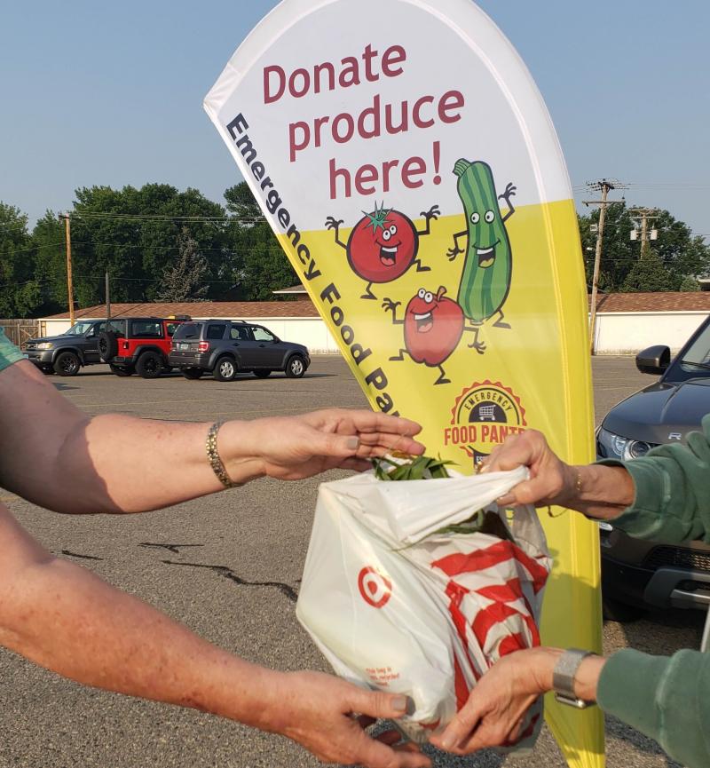 bag of produce being donated