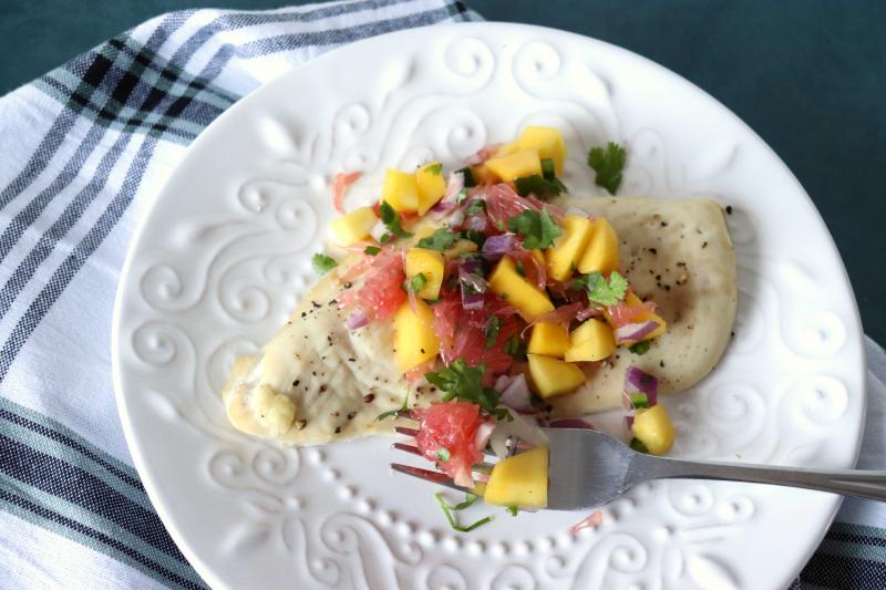 chicken breast topped with citrus salsa