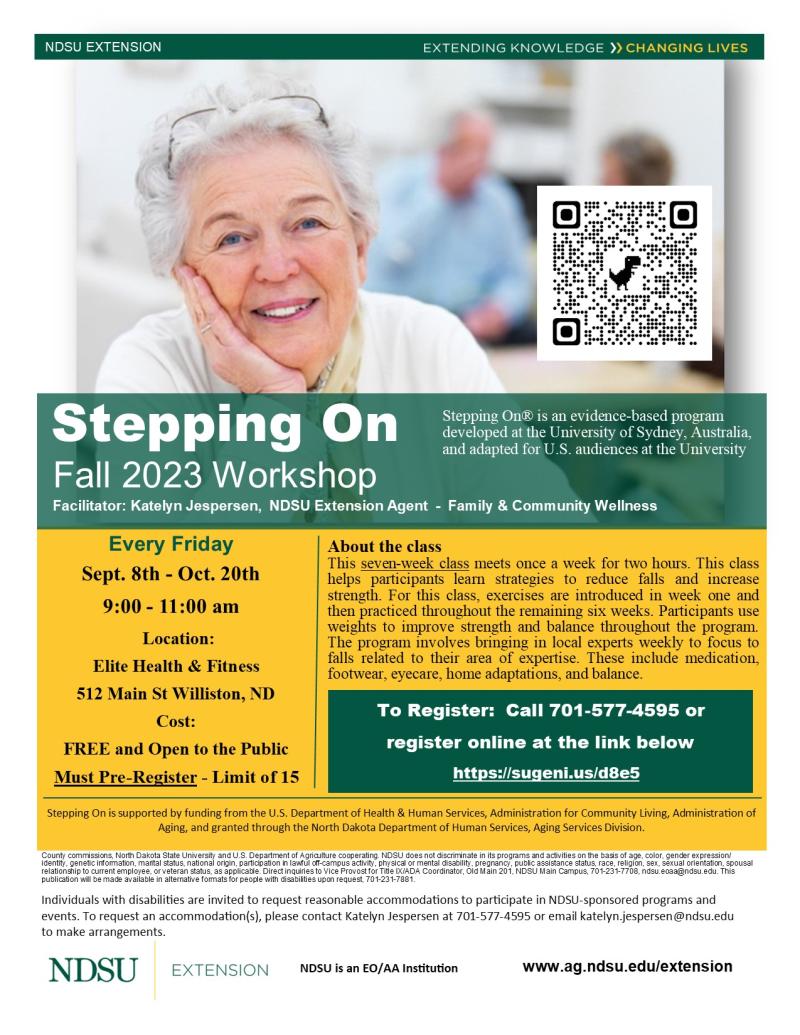 Stepping On Program Flyer September 8, 2023 Williston, ND